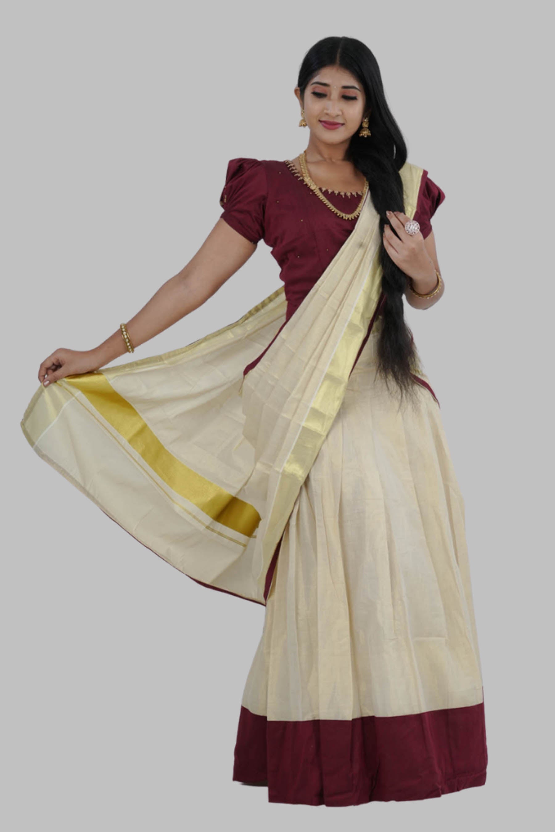 High-quality Kerala Cotton Lehenga Set in Golden Tissue fabric LEHENGA JCS Fashions