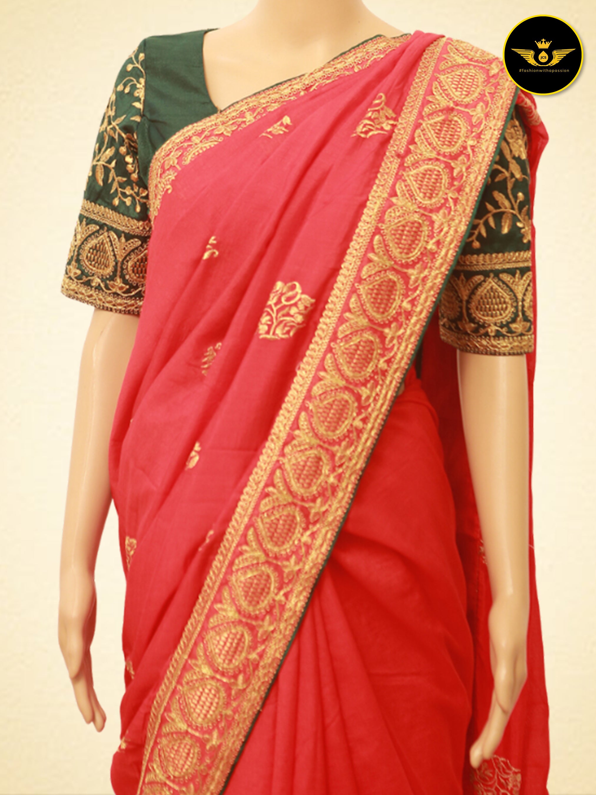 Art Silk Sarees With Embroidery Pattern Blouse SAREE JCS Fashions