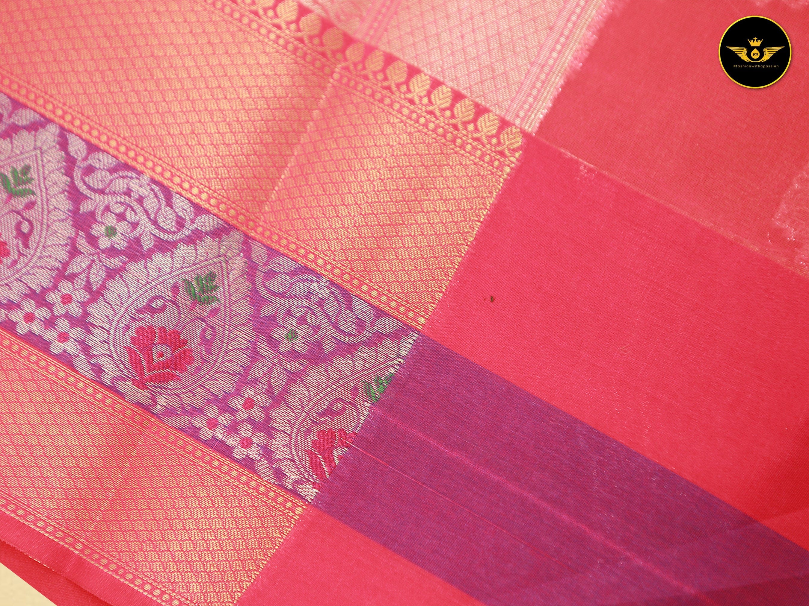 Premium Organza Pattu Saree, Allover Weaving, Big Butta Design, and Contrasting Pallu. SAREE JCS Fashions