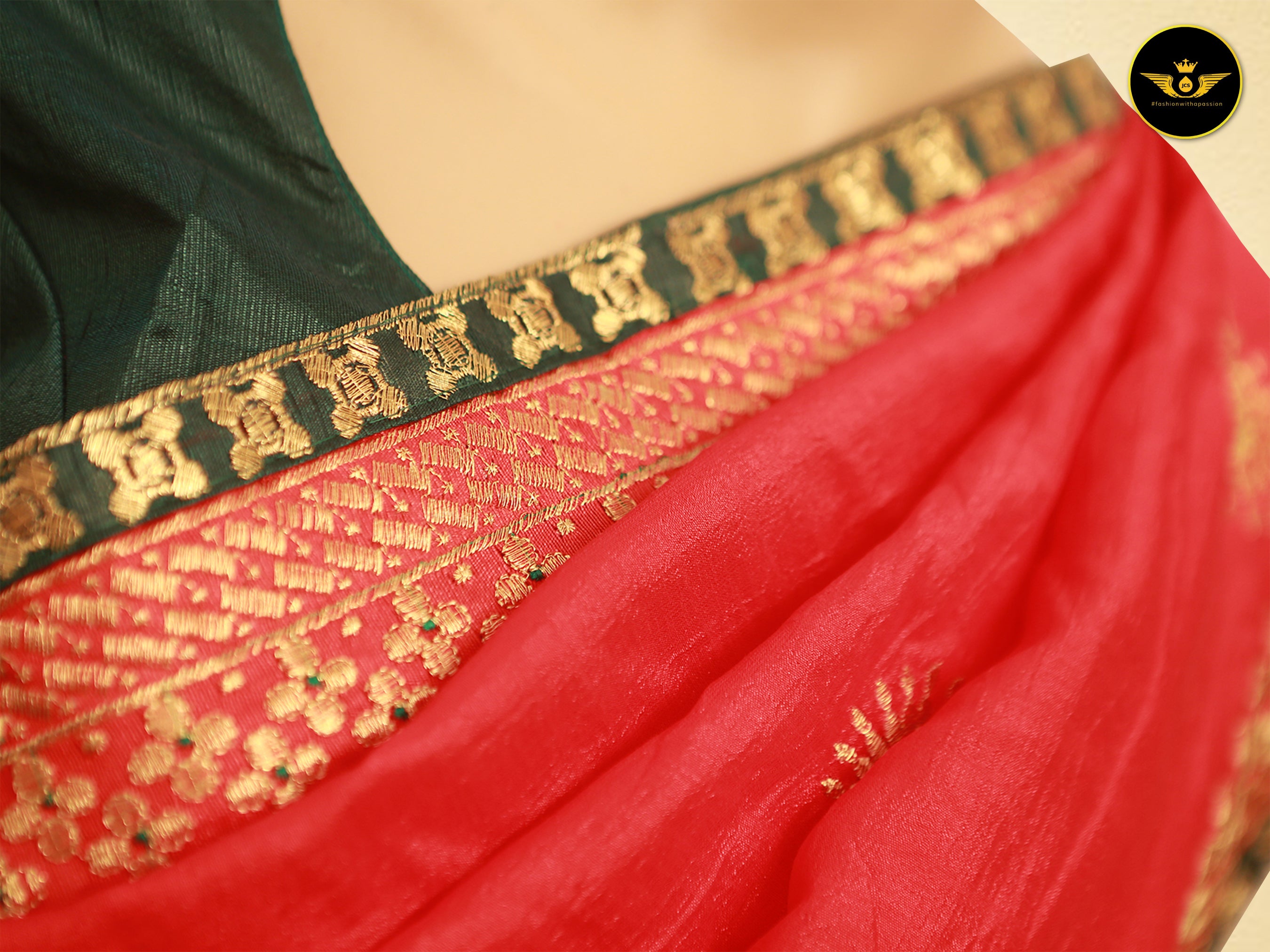 Art Silk Saree With Embroidery Pattern Fully stitched Blouse SAREE JCS Fashions