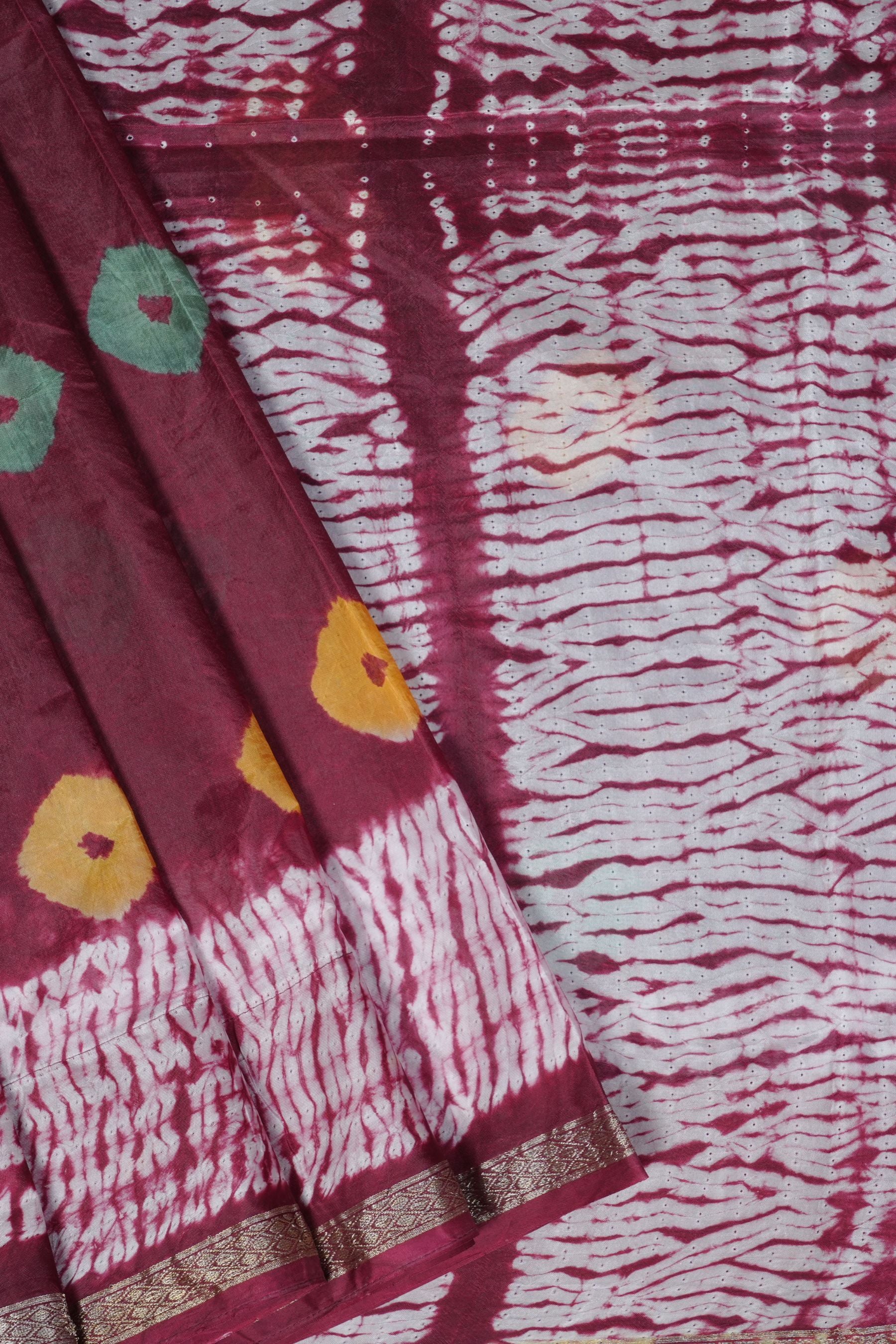 Exquisite RAW SILK SHIBORI Sarees: Real Bandini and Zari Border