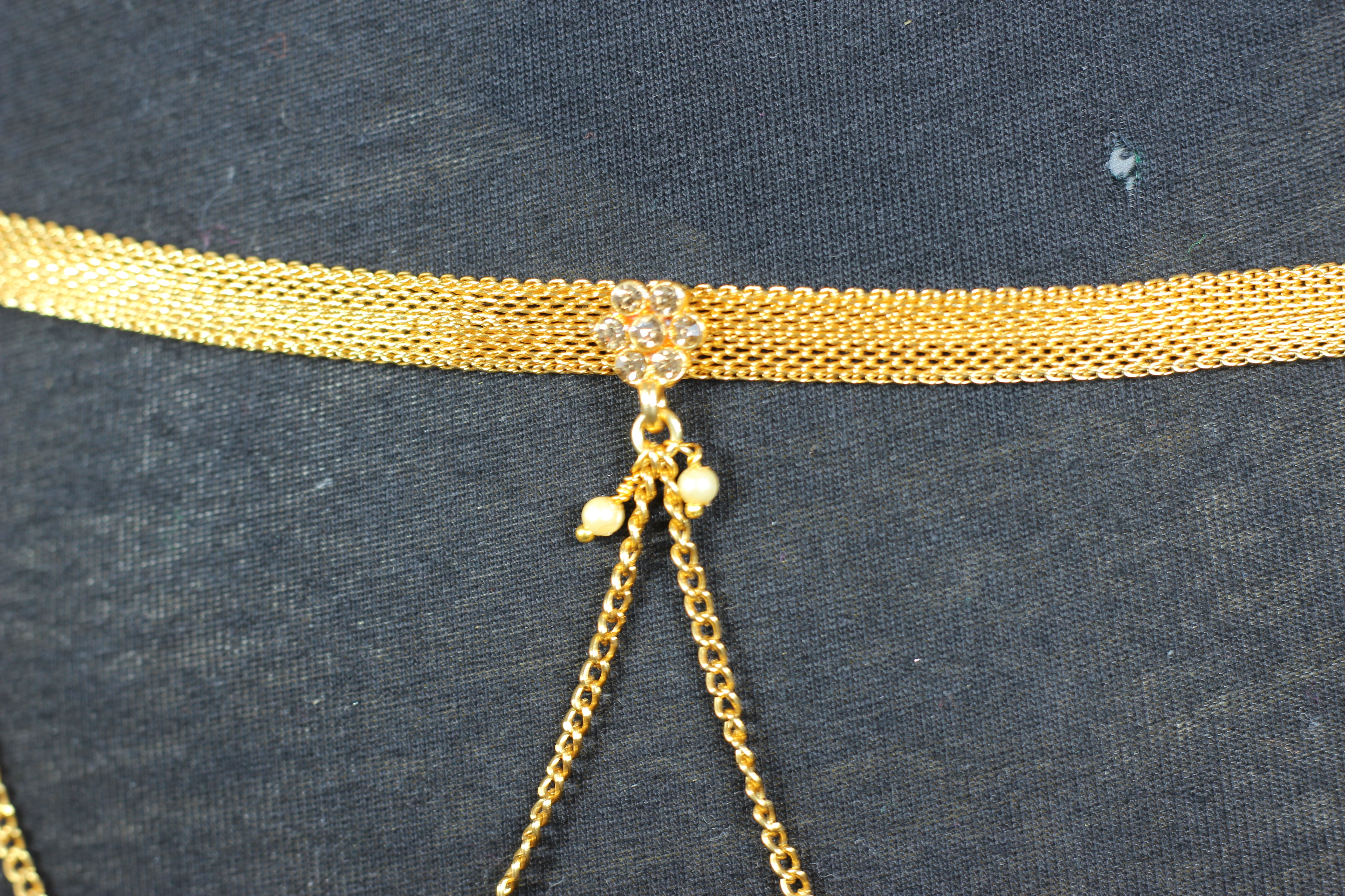 Adjustable Floral Hip Chain with Golden Stones & Beaded Details Jewelry JCS Fashions