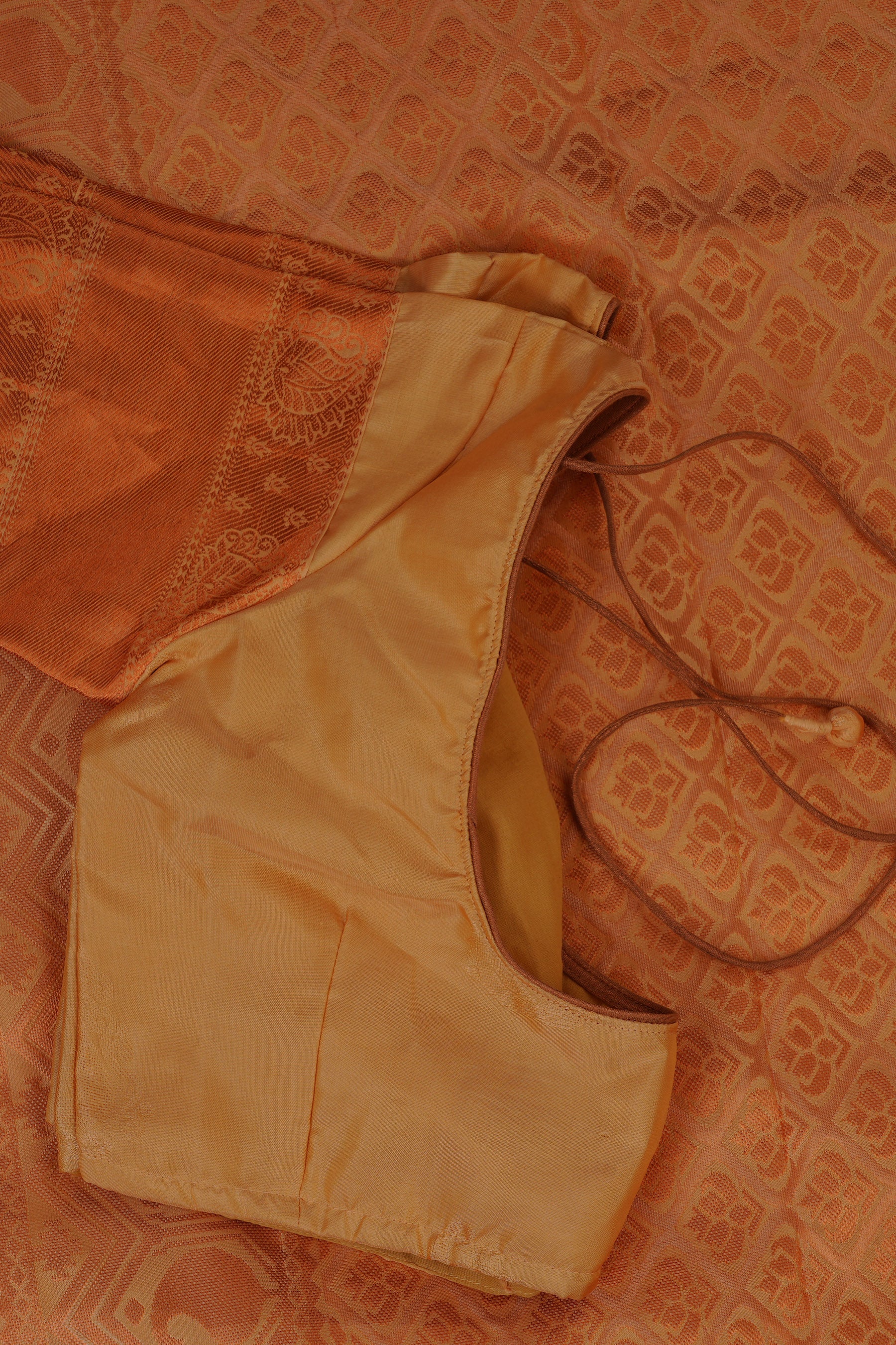 Pure Handloom Silk Saree with Copper Zari Border & Stitched Blouse Saree JCS Fashions