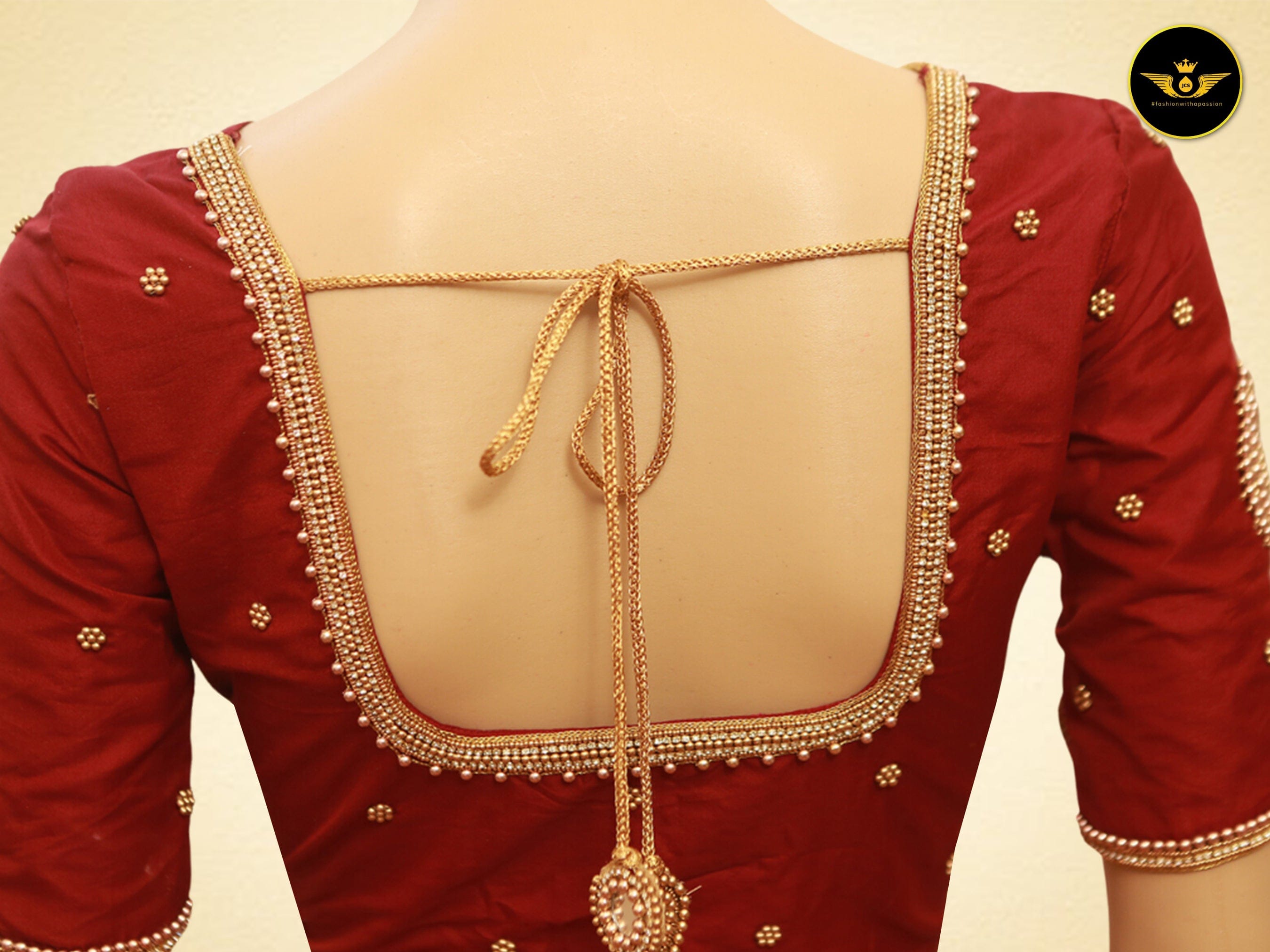 Aari Work Bridal Blouse With Traditional Embellishments Blouse JCS Fashions