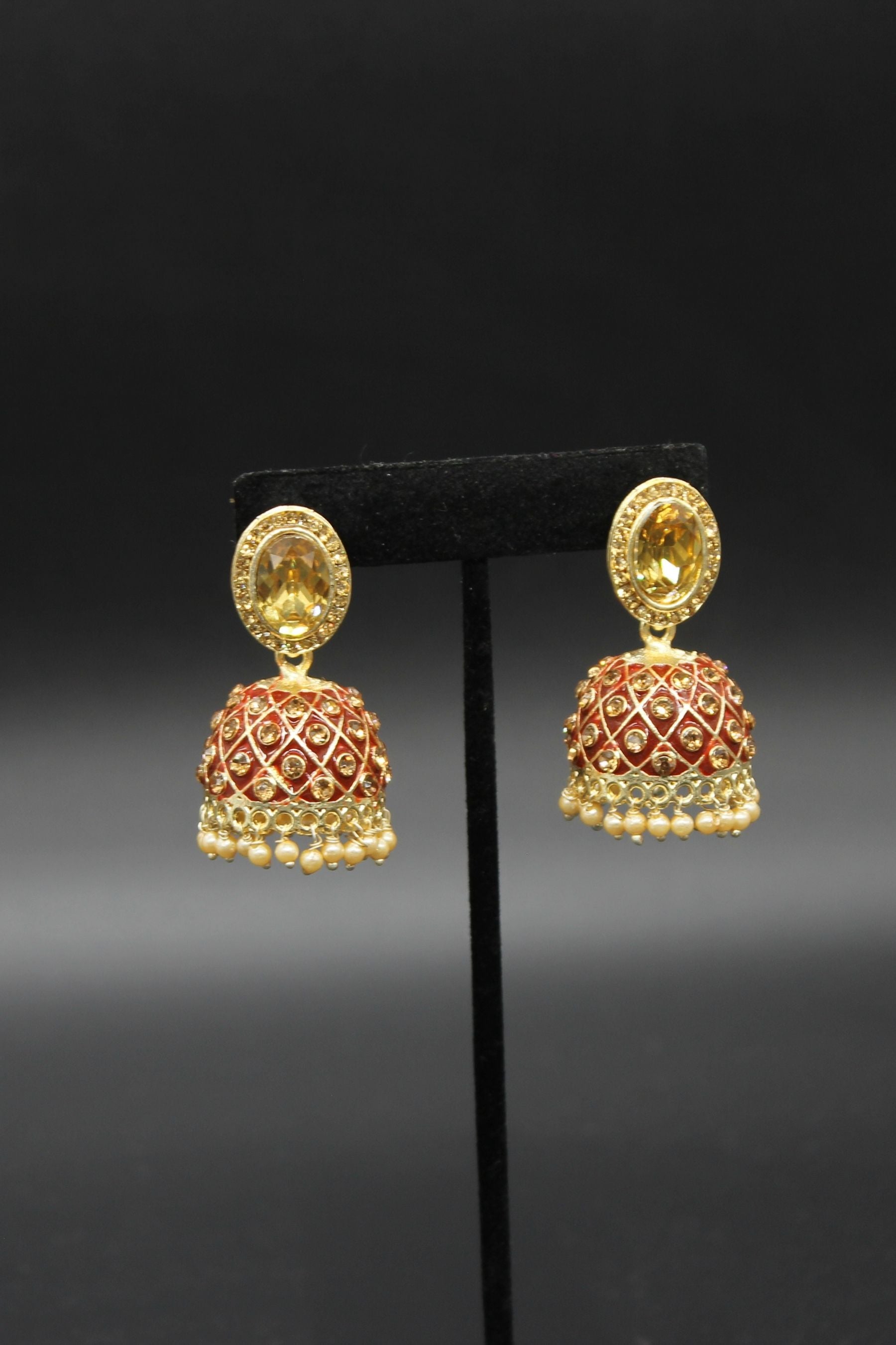 Kundan Jhumka Earrings With stones. Multiple Colors Available Jewelry JCS Fashions