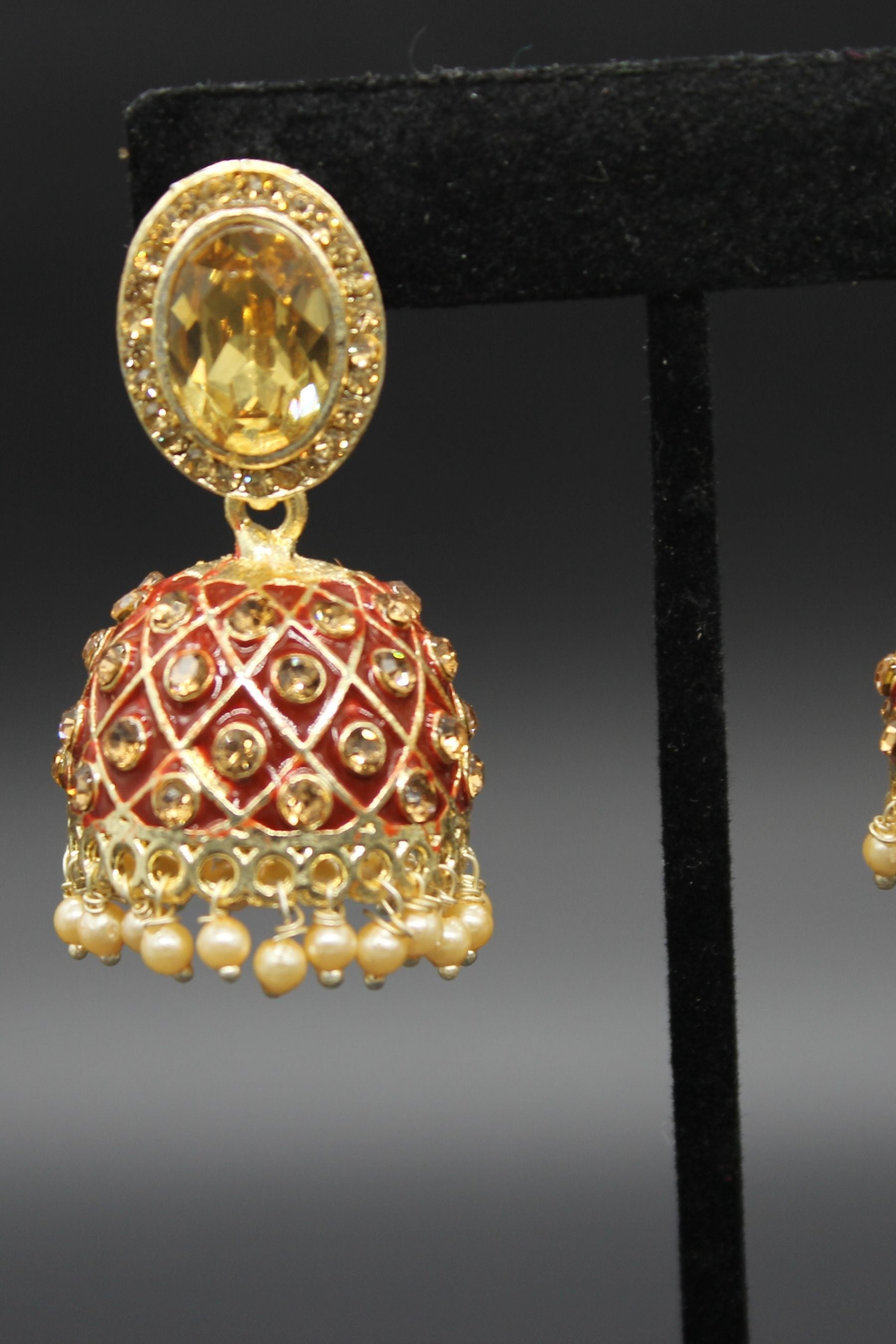 Kundan Jhumka Earrings With stones. Multiple Colors Available