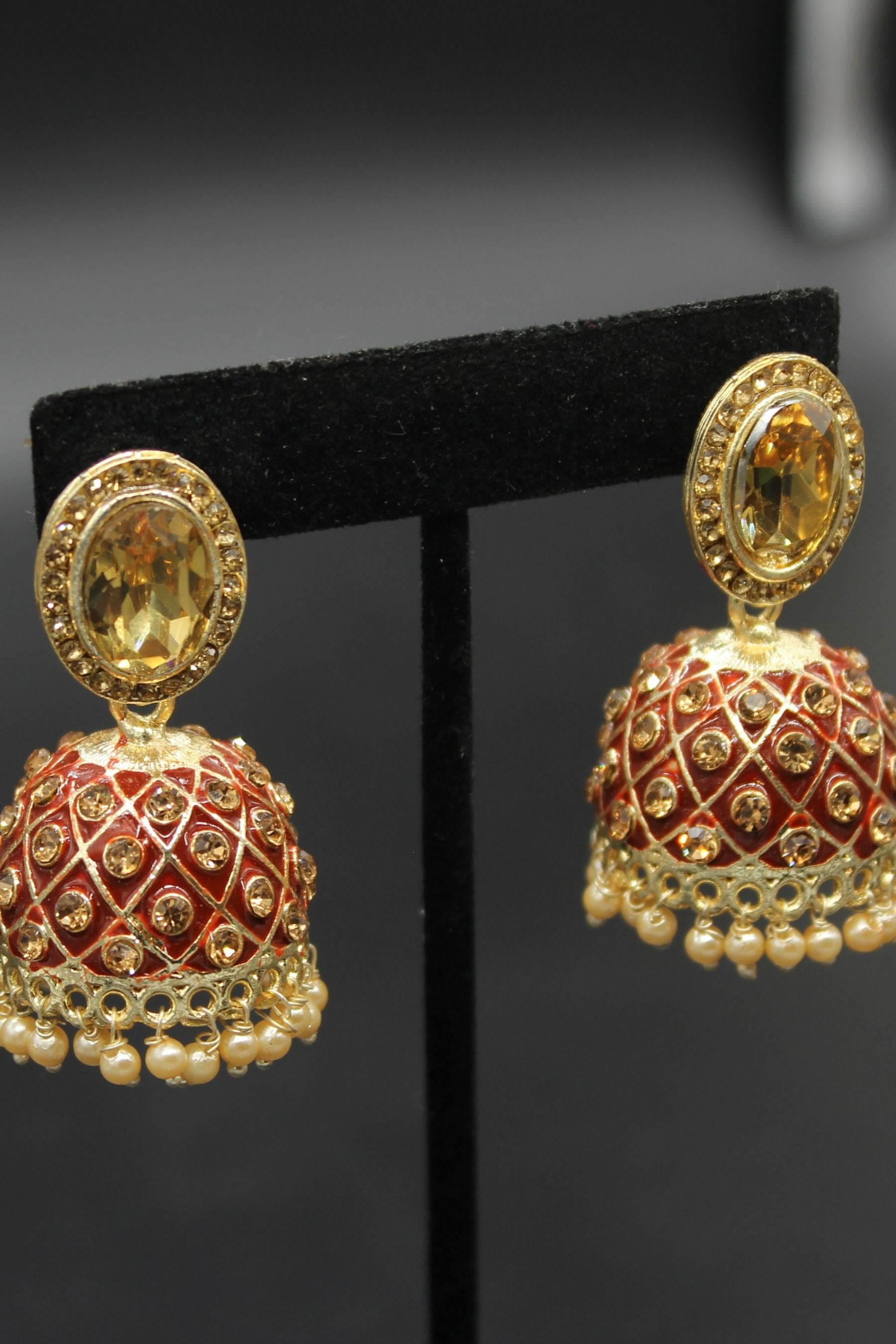 Kundan Jhumka Earrings With stones. Multiple Colors Available