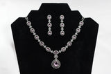 JCS Sophisticated Silver Polish Jewelry Set with White and Pink Stones