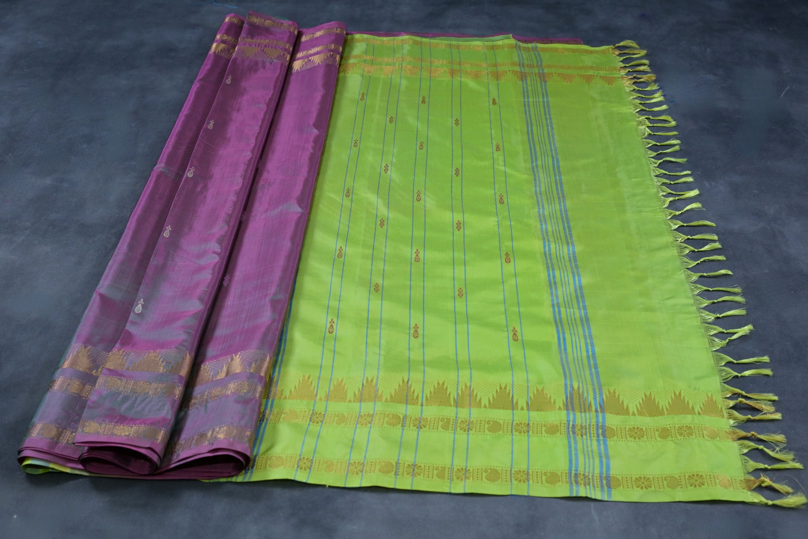 Exquisite Banana Pith Saree with Golden Zari Border Saree JCS Fashions