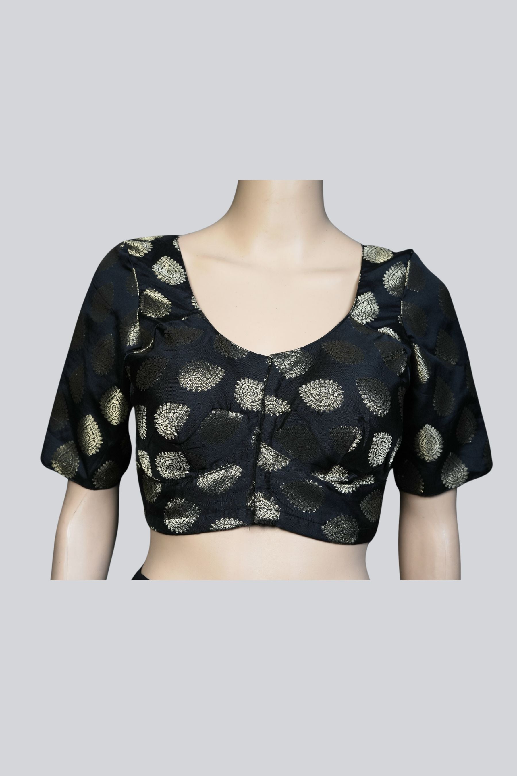 Banarasi Elegance: Padded Stitched Katori Blouse at JCSFashions Blouse JCS Fashions Black 36