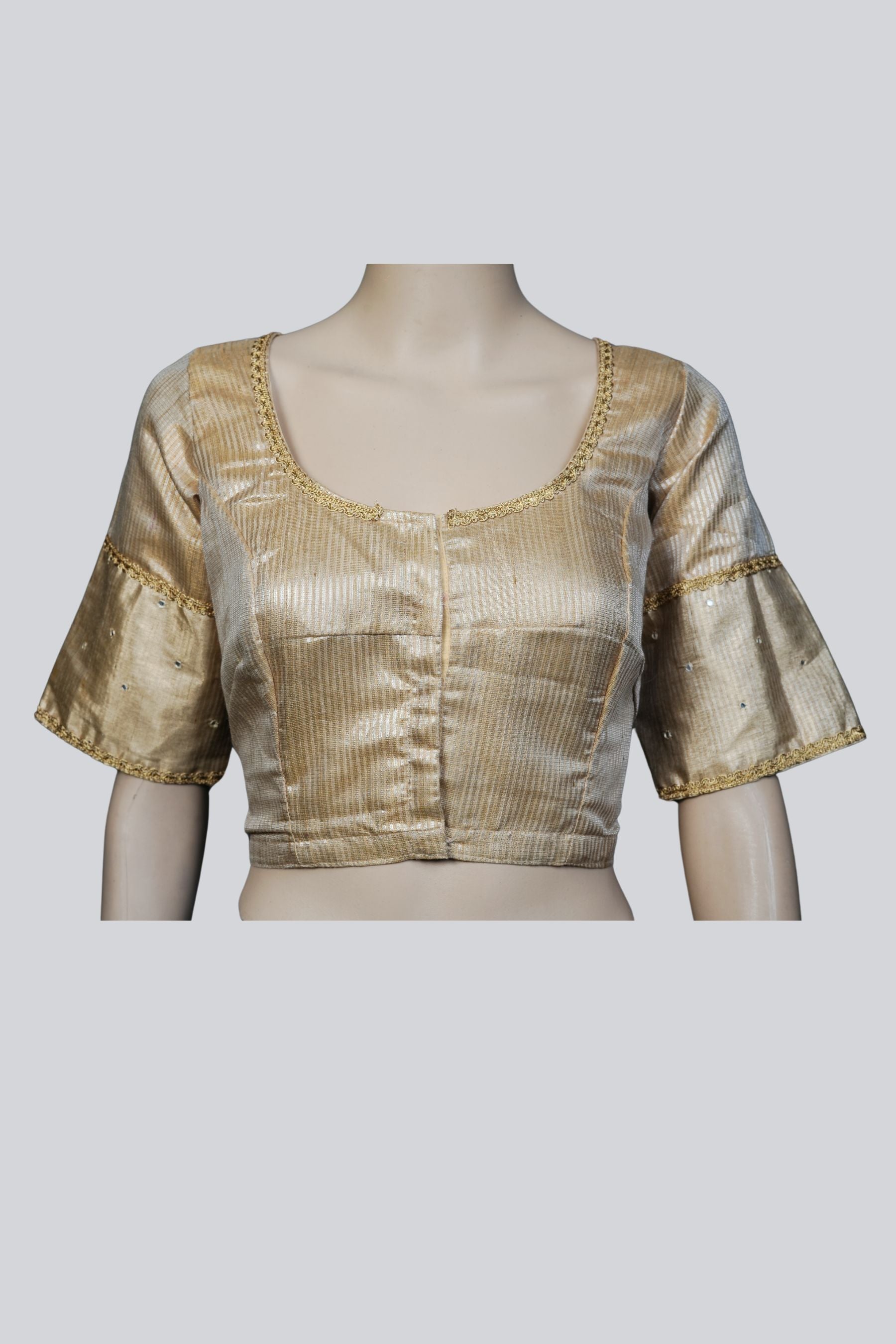 Radiant Gold: Elevate Your Style with Tissue Silk Blouse at JCSFashions Blouse JCS Fashions Golden 42