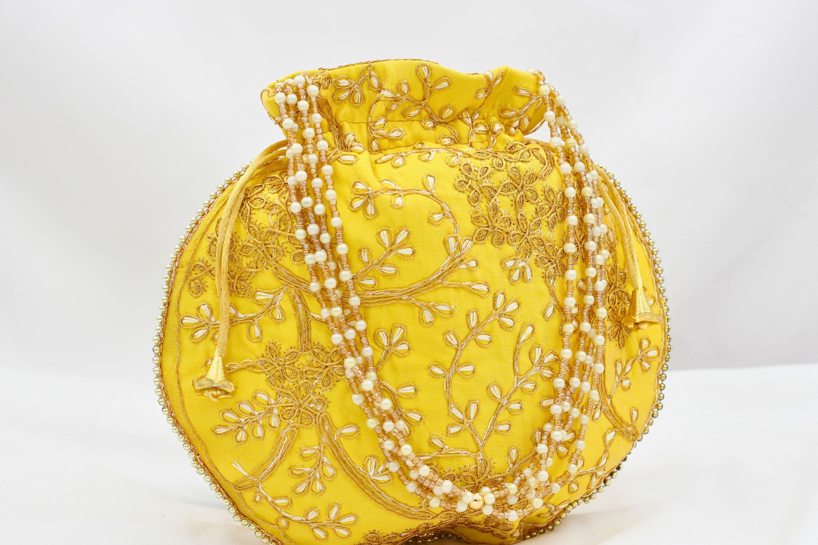 Premium Handcrafted Silk Potli Bag - Ultimate Blend of Tradition & Style Potli JCS Fashions Yellow 22*22