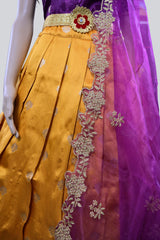 Luxurious Pure Kanchipuram Silk Lehenga With Zari Border and Dupatta