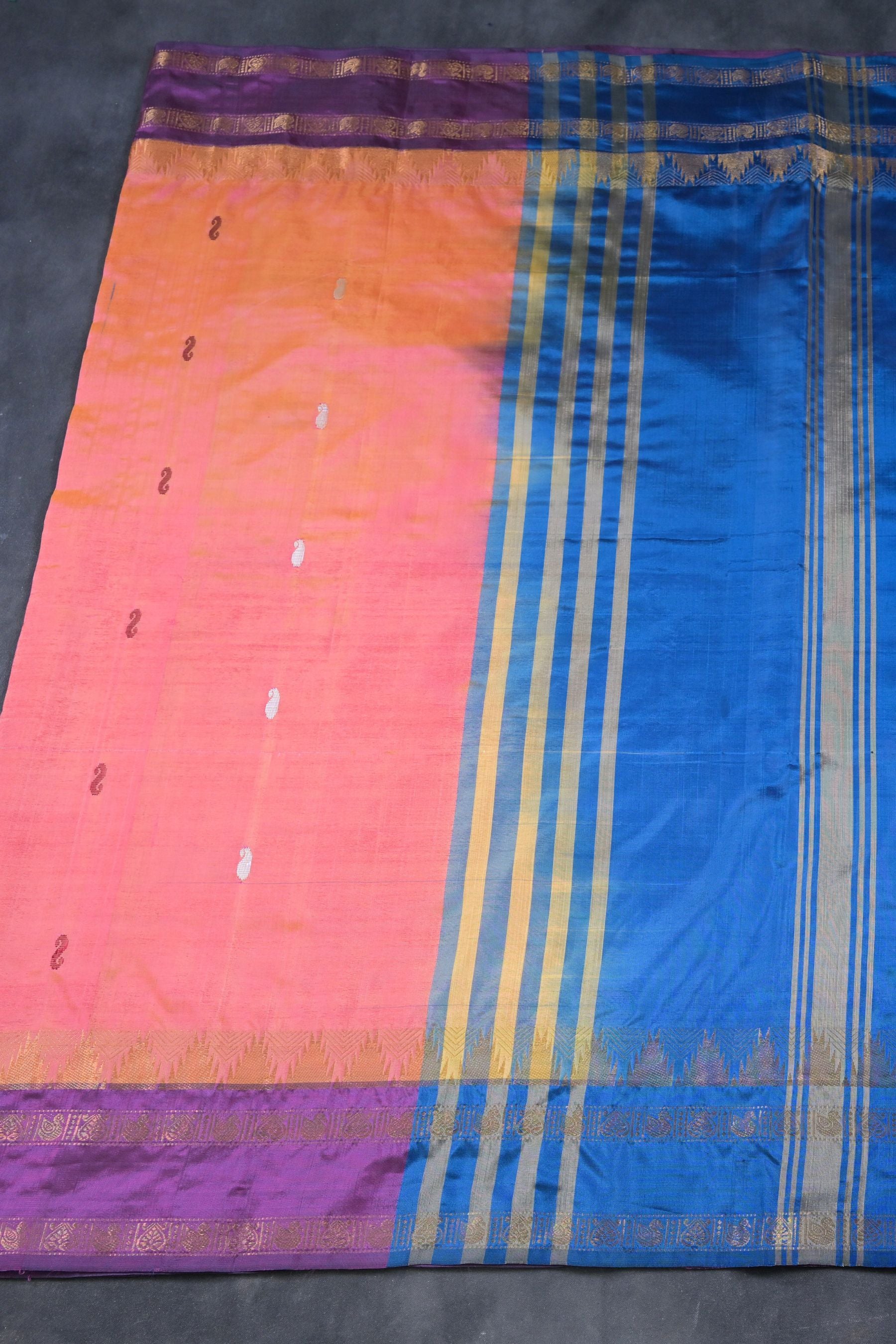 Eco-Friendly Banana Pith Saree with Elegant Gold Zari Border