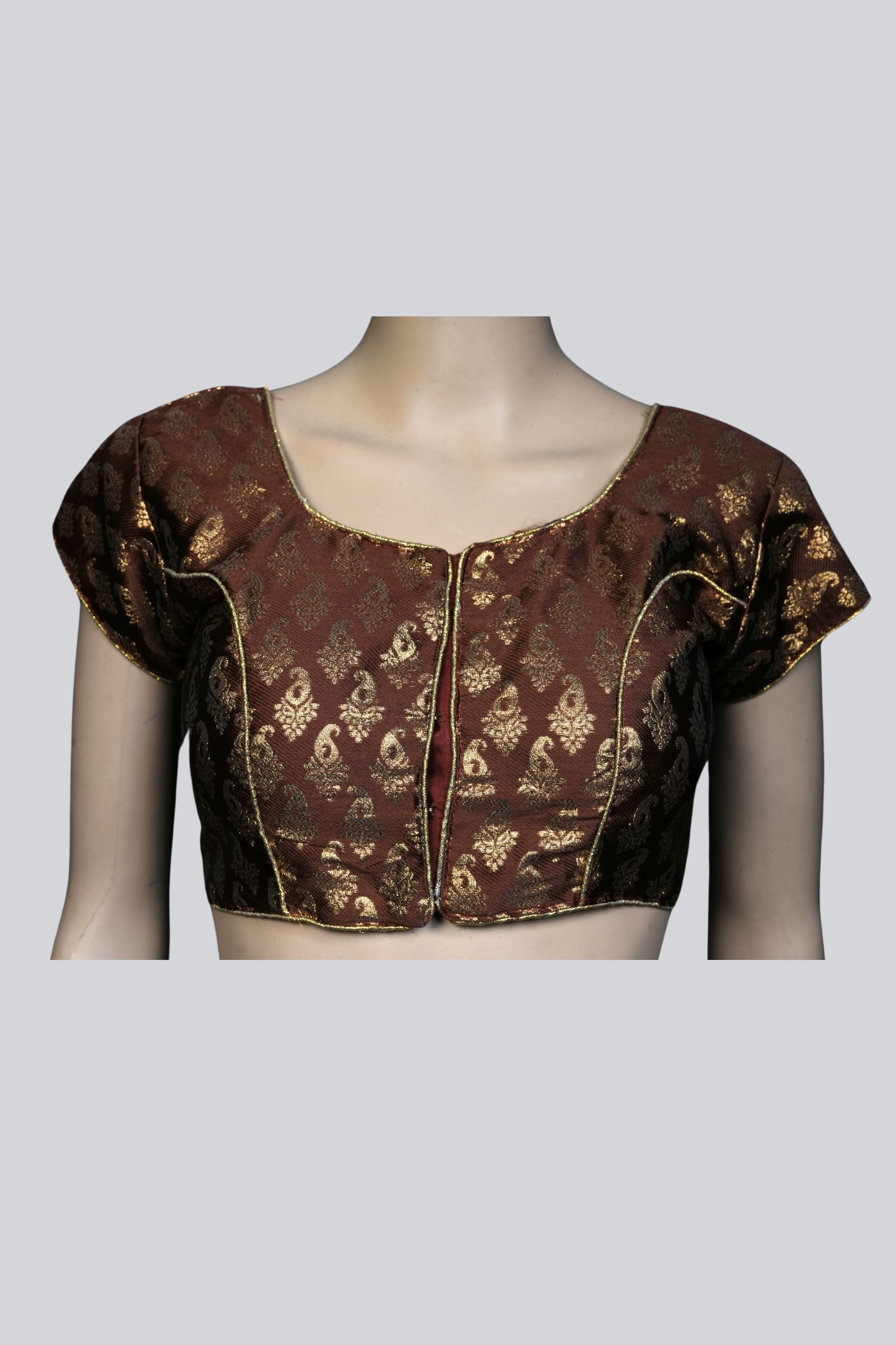 JCS Fashions Opulent Brocade Blouse - Timeless Elegance Meets Comfort Blouse JCS Fashions Brown 38