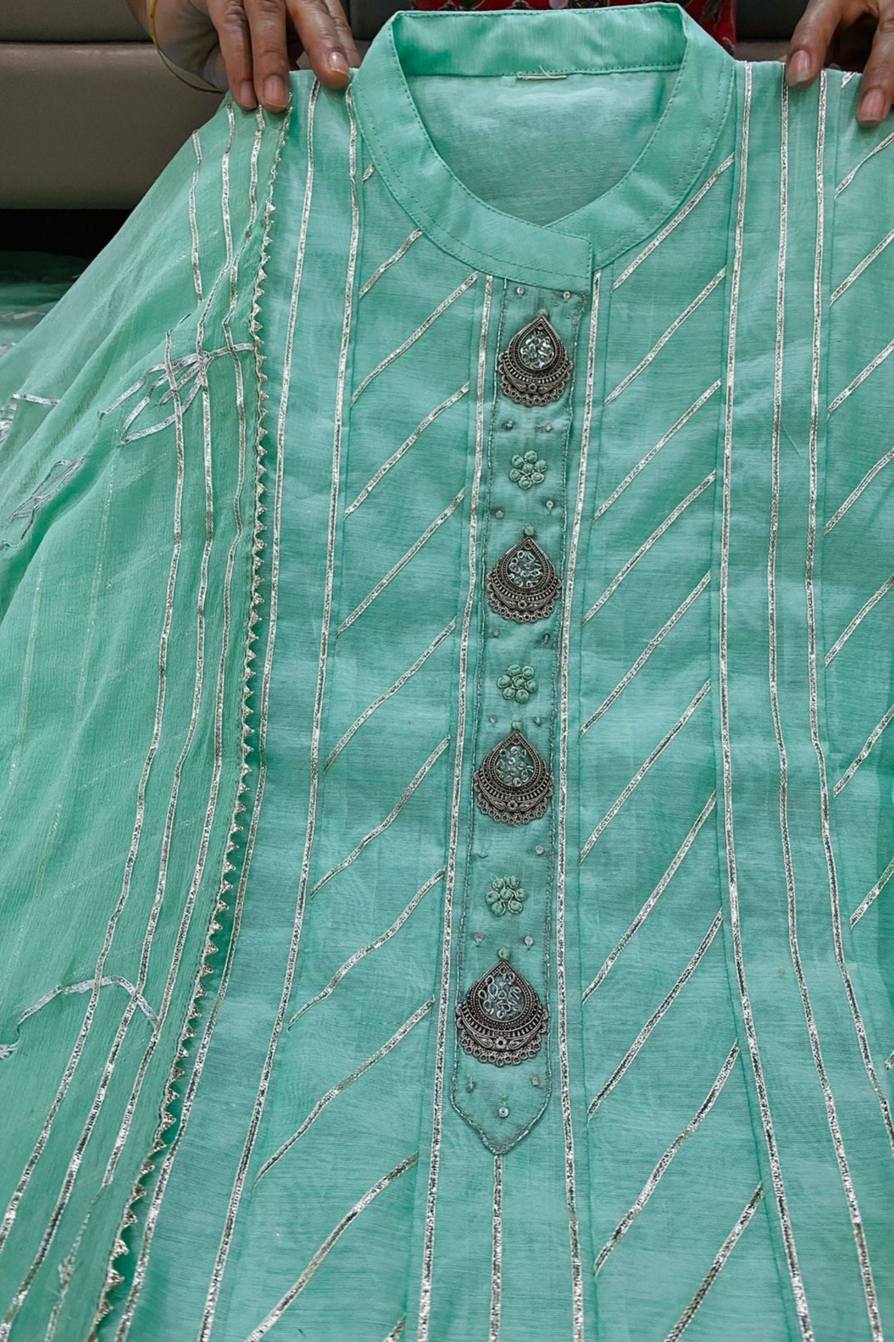 Chanderi Kurti with Cotton Lining, Silk Pants and Handloom Dupatta KURTI JCS Fashions