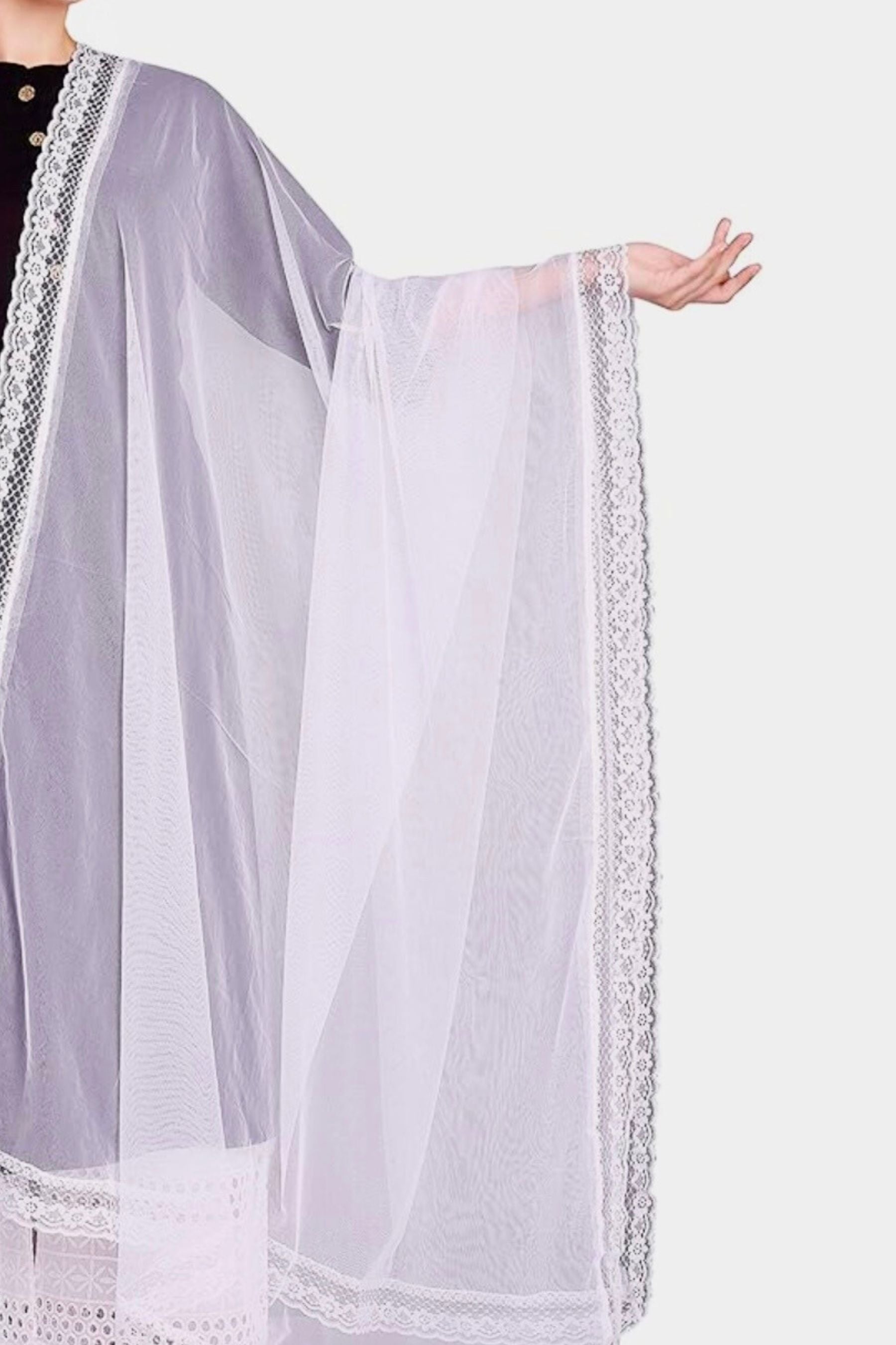 Chic White Chiffon Dupatta with Lace Border - Ideal for Every Occasion