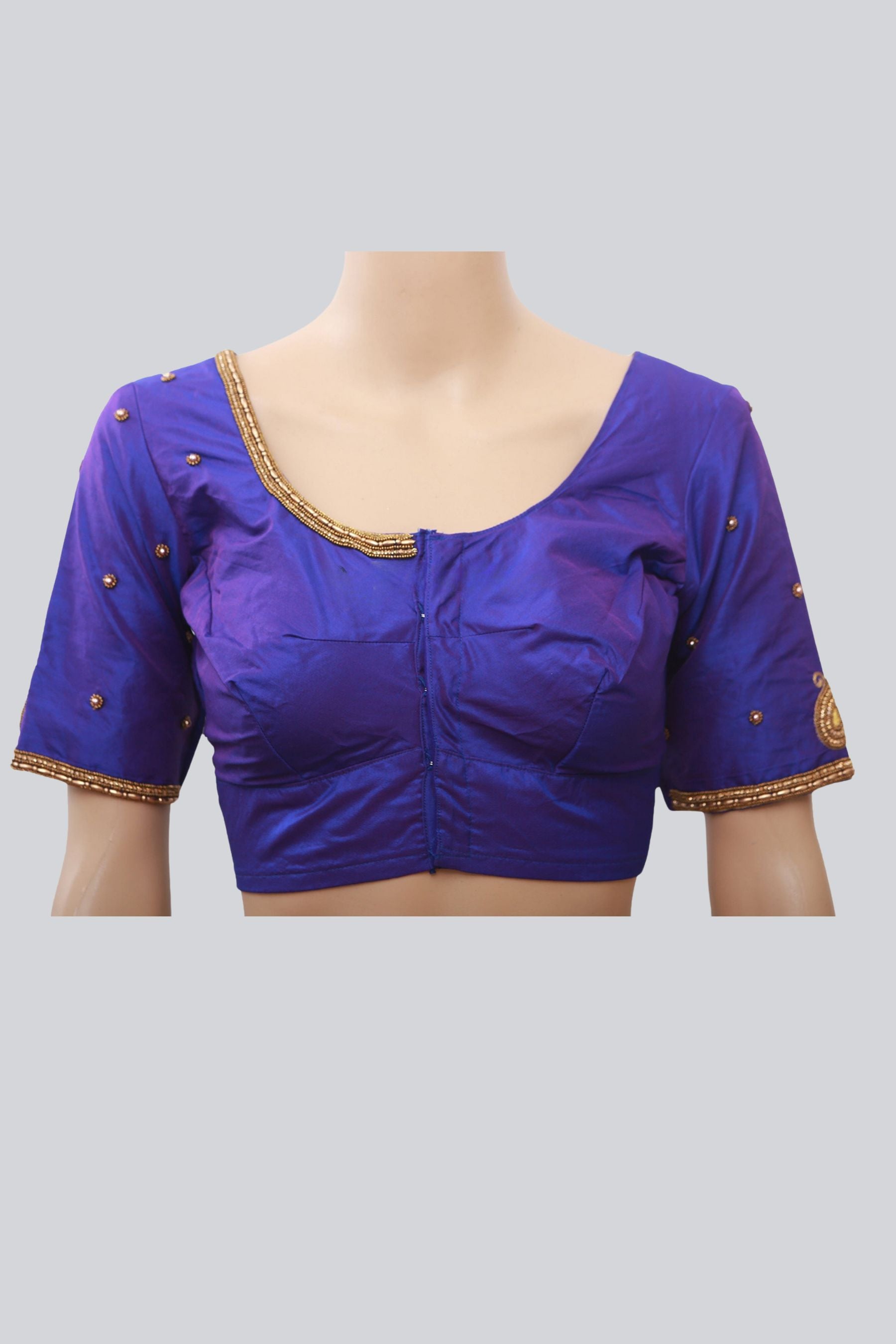 Gorgeous Violet Aari Work Silk Fabric Blouse For Women Blouse JCS Fashions Violet 38