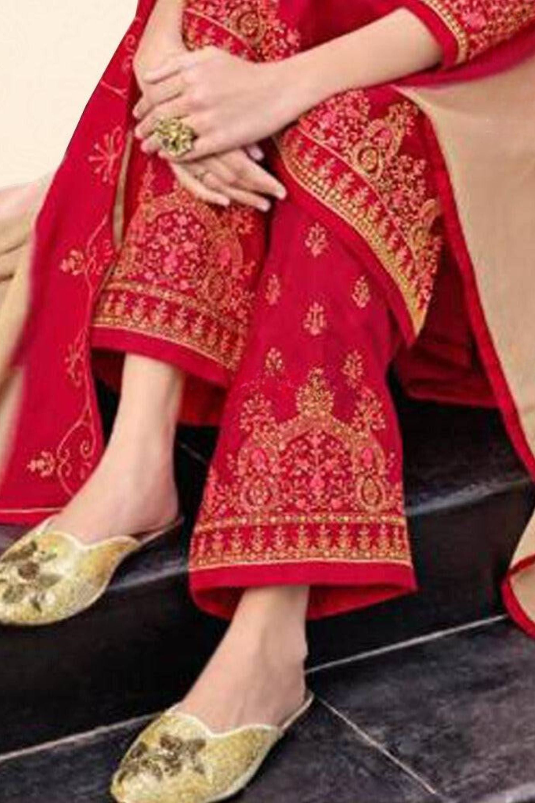 Red Salwar Set with Dupatta: Vibrant Elegance | JCSFashions Kurti JCS Fashions