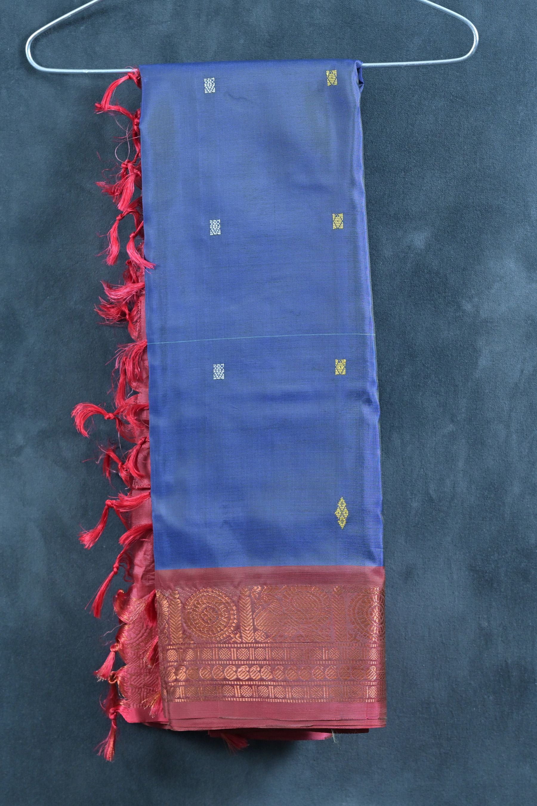 Banana Pith Saree with Rich Copper Zari Border - Indian Craftsmanship