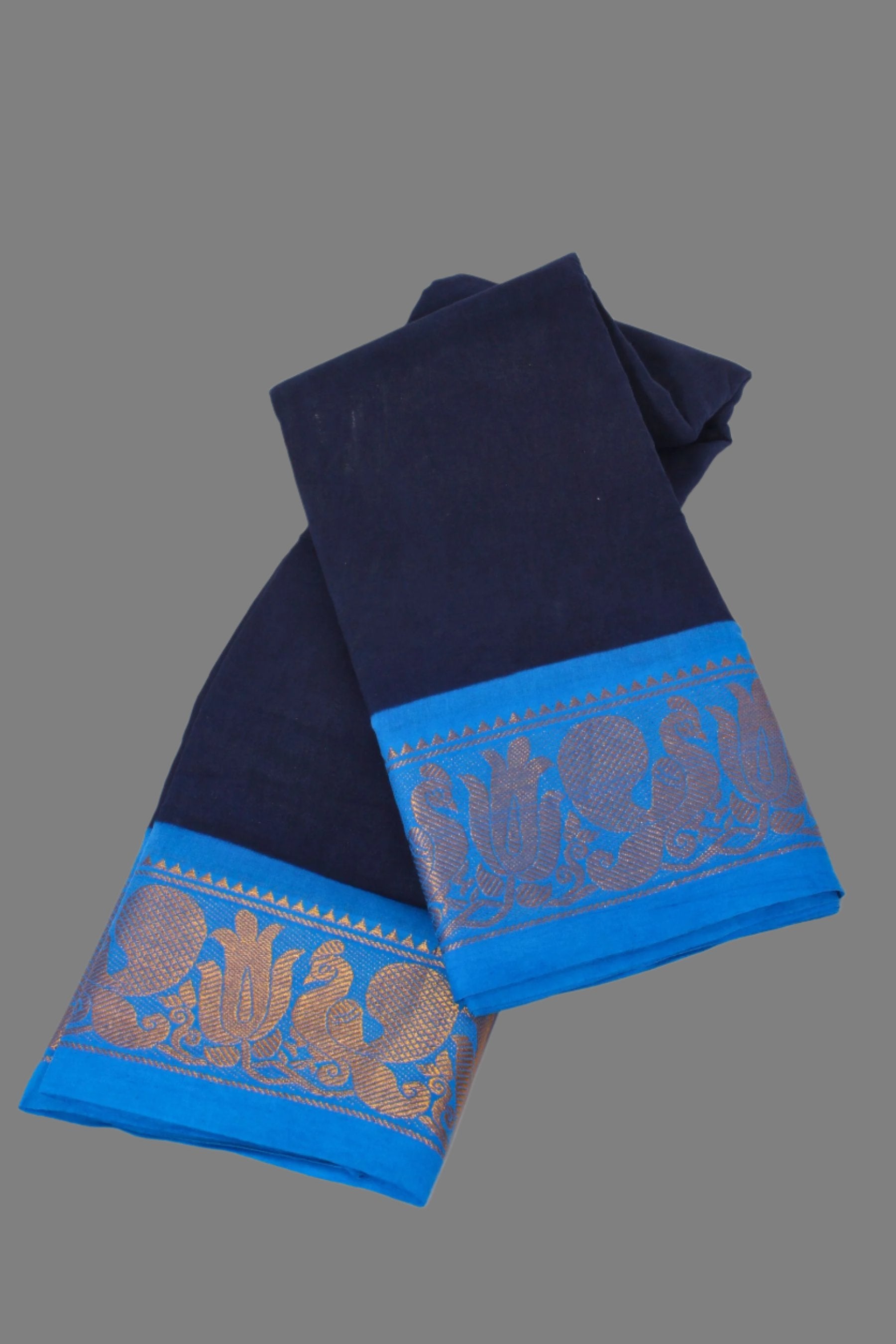 Authentic Madurai Sungudi Cotton Saree with Peacock Border - JCSFashions