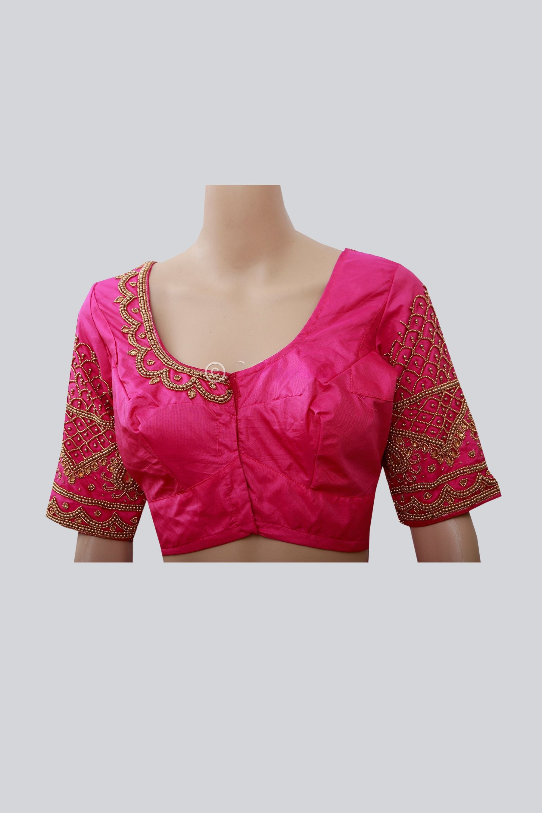 Intricate Design Aari/Maggam Work Bridal Blouse For Women Blouse JCS Fashions Pink 38