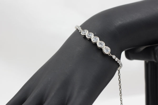 Chic XUPING Silver Bracelet with Dazzling White Stones - JCSFashions