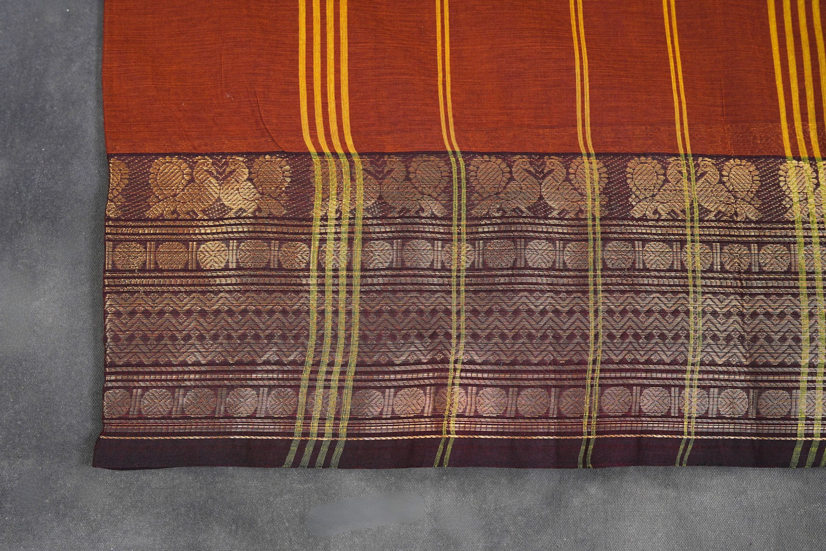 Chettinad Cotton Saree - 80-Thread Count with Elegant One-Side Border Saree JCS Fashions