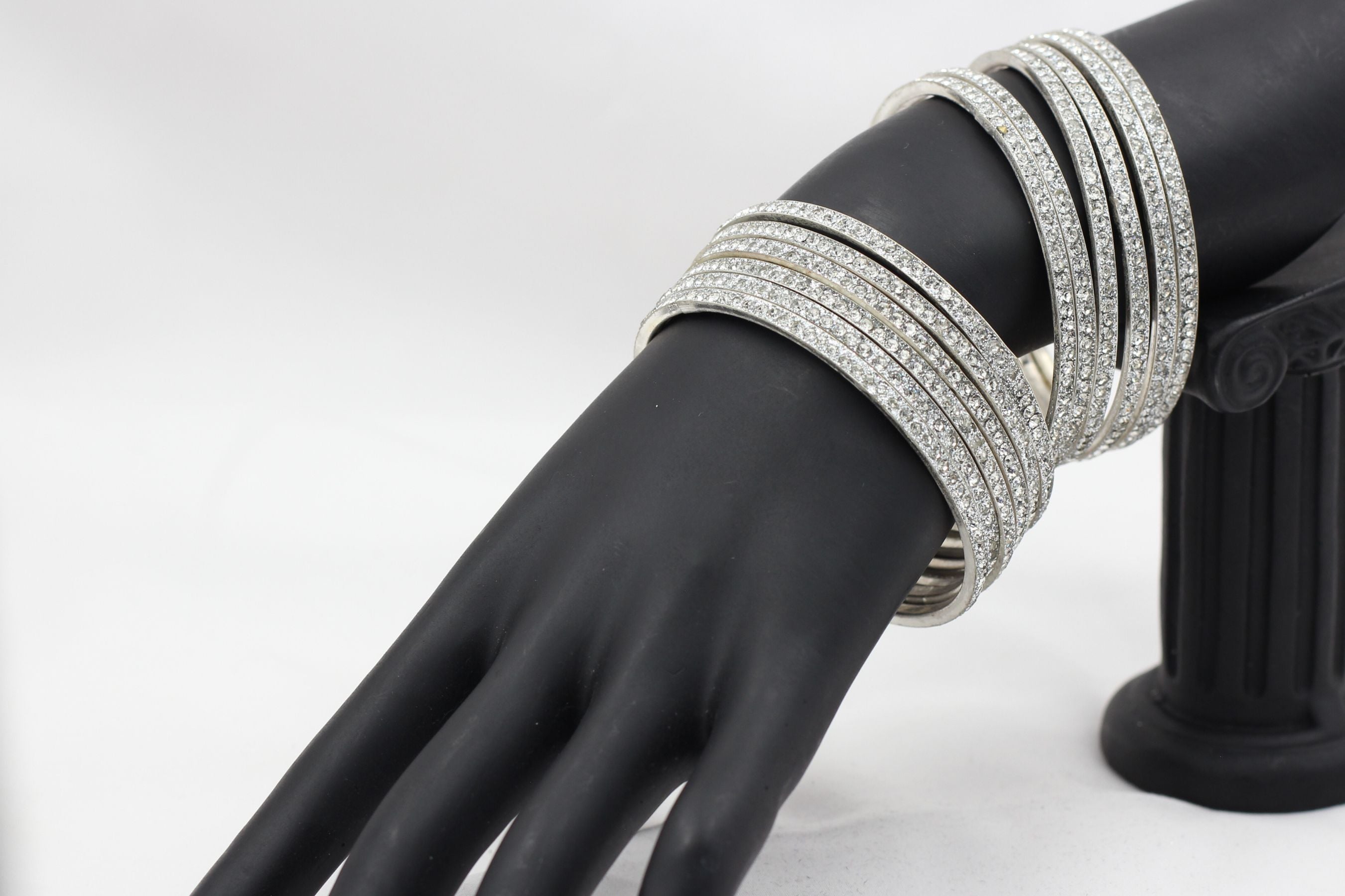 Luxurious Silver-Plated Bangles with Glittering Cubic Zirconia Jewelry JCS Fashions