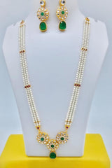 Regal Long Kundan Mala Set with American Diamonds in Gold Plating