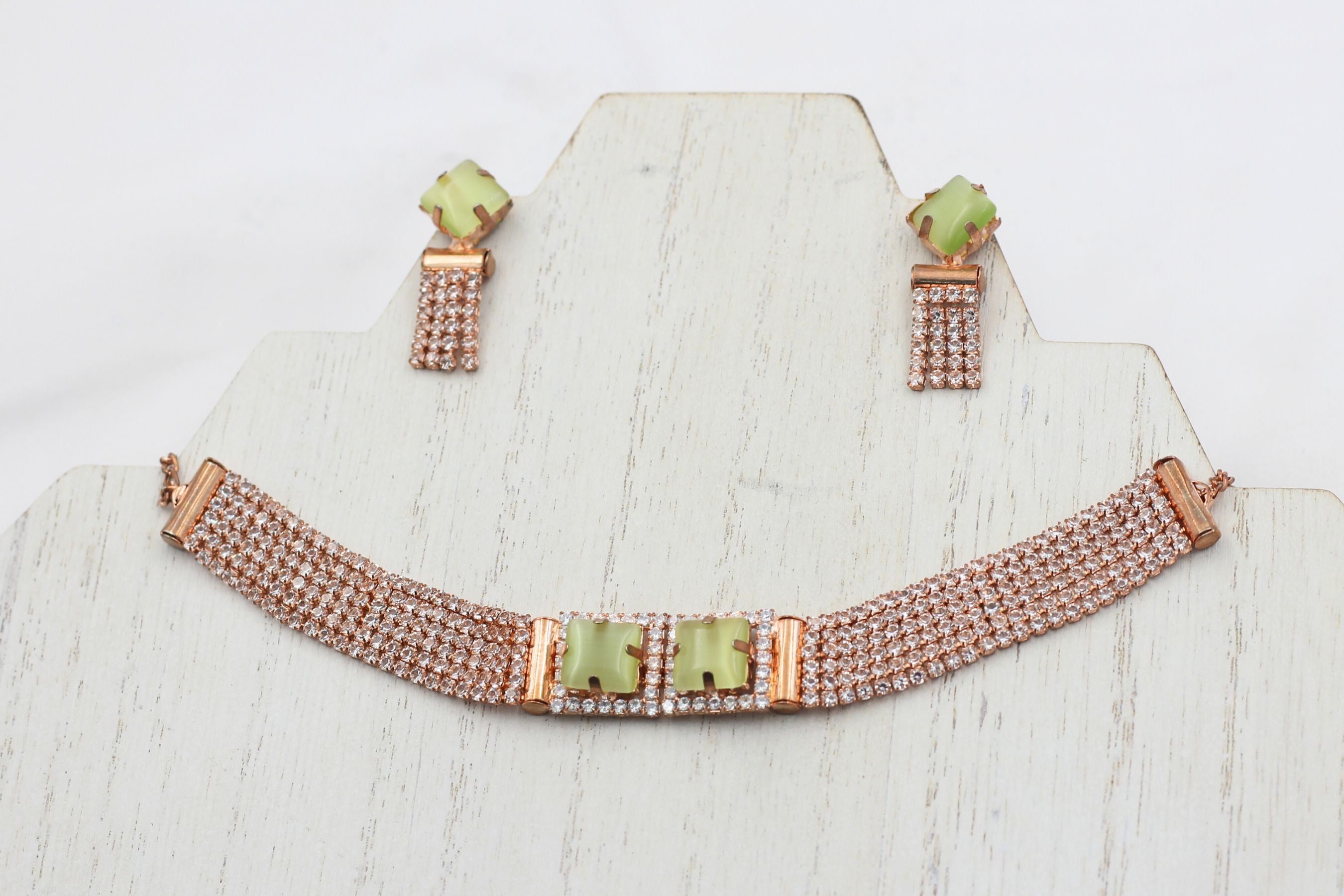 Radiant Handcrafted Jewelry Stone Choker Set by JCSFashions Jewelry JCS Fashions Pista Green