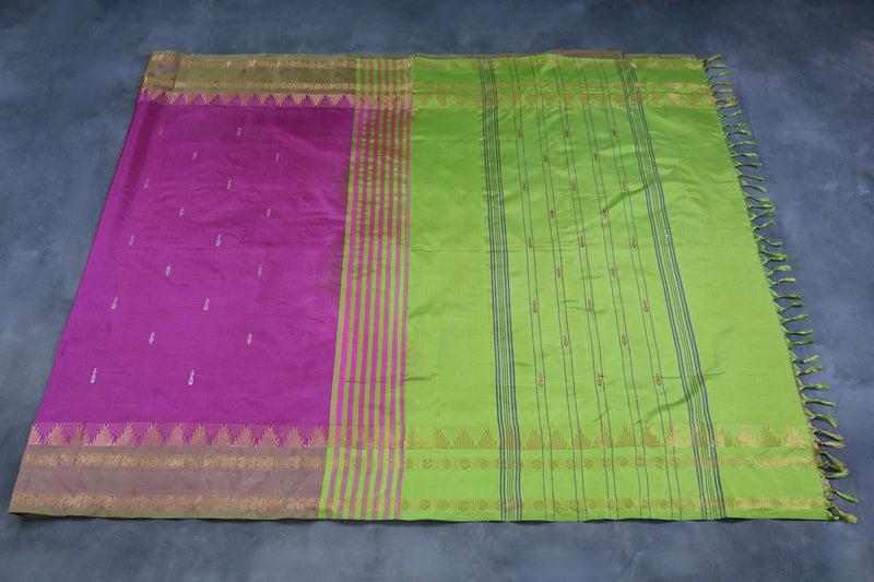 Authentic Banana Pith Saree with Luxurious Gold Zari Border -JCSFashions