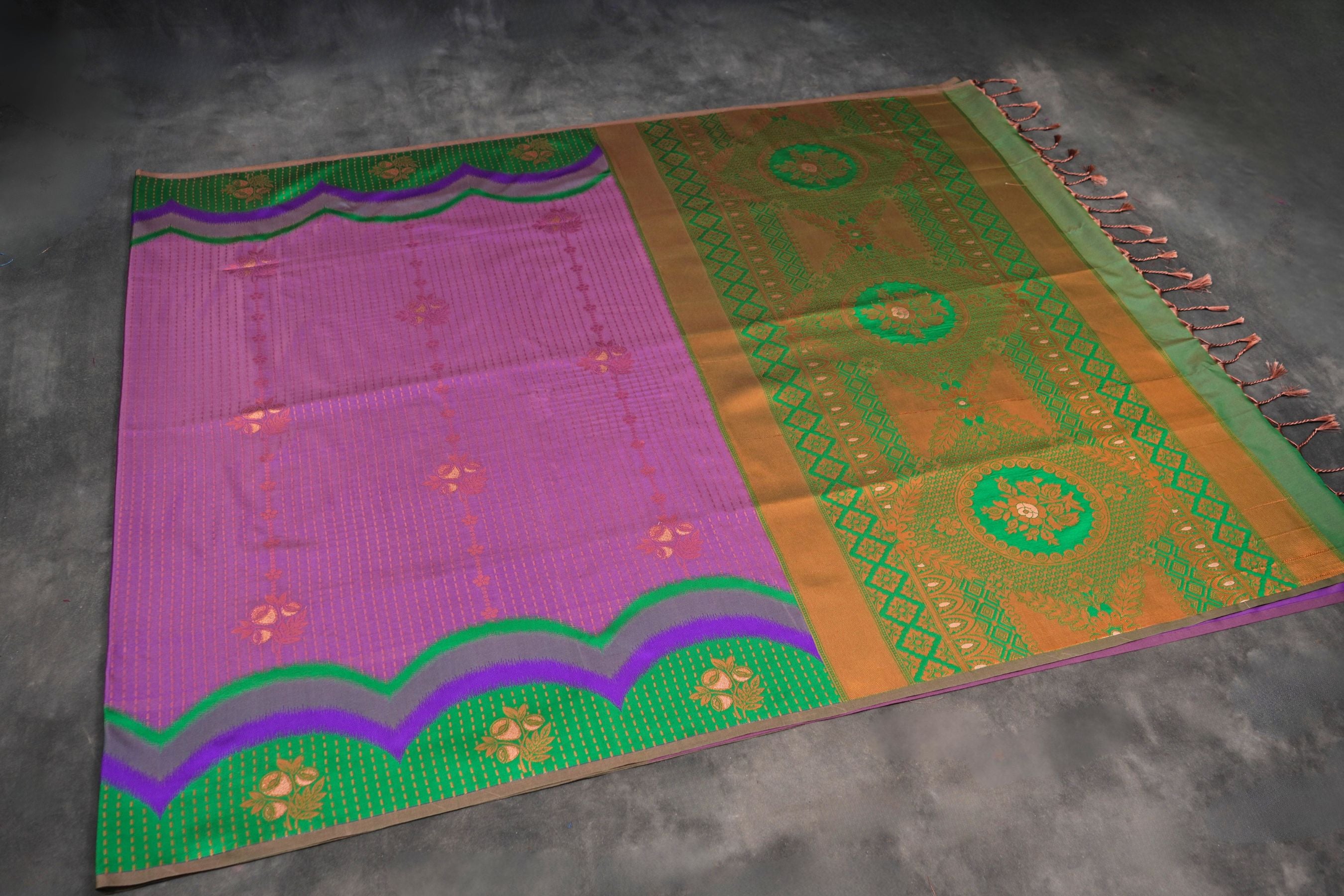 Luxurious Kanchipuram Semi Silk Saree with Copper Zari Lines Saree JCS Fashions