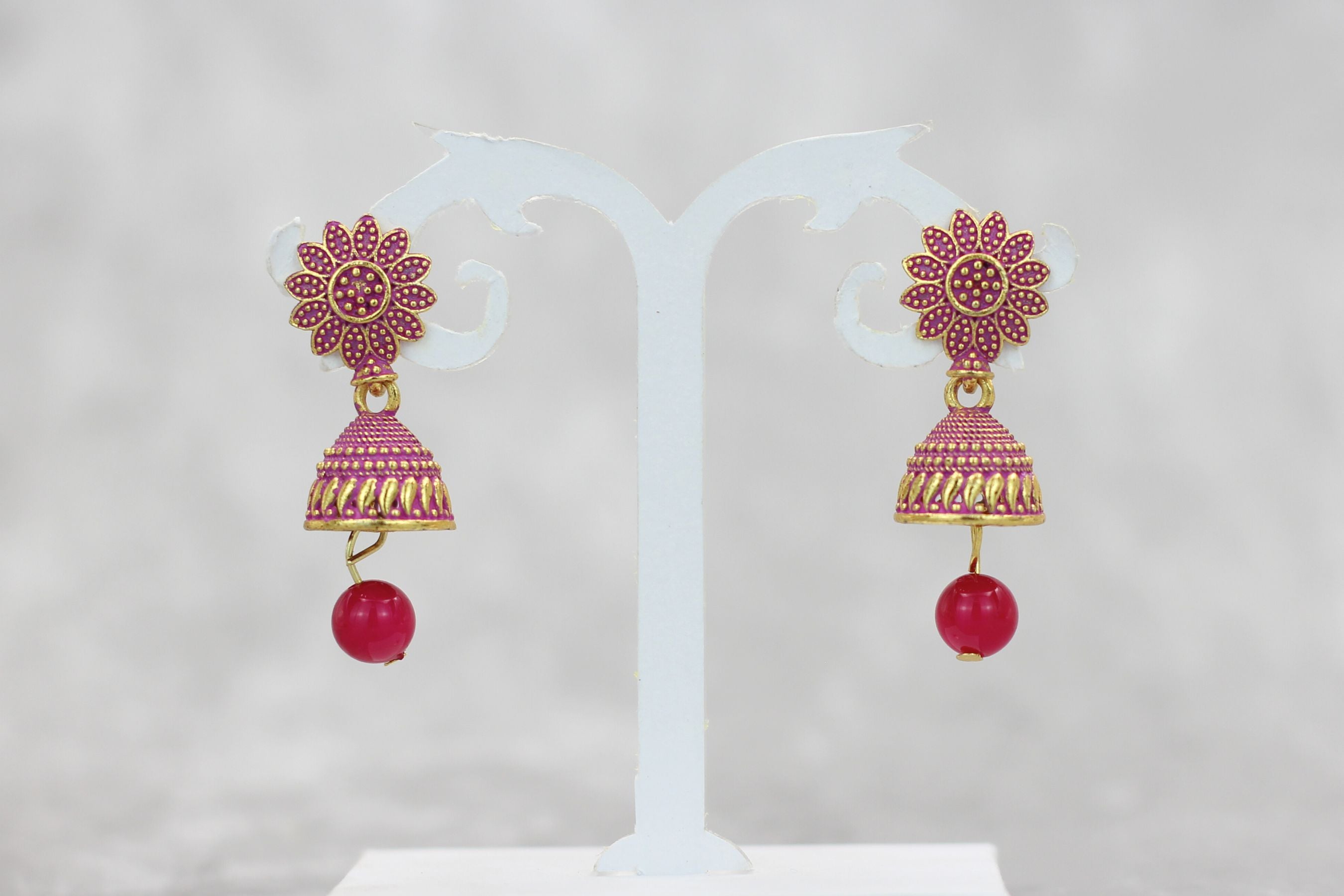 JCS Ethnic-Western Fusion Small Jhumkis: Radiant Gold-Plated Earrings