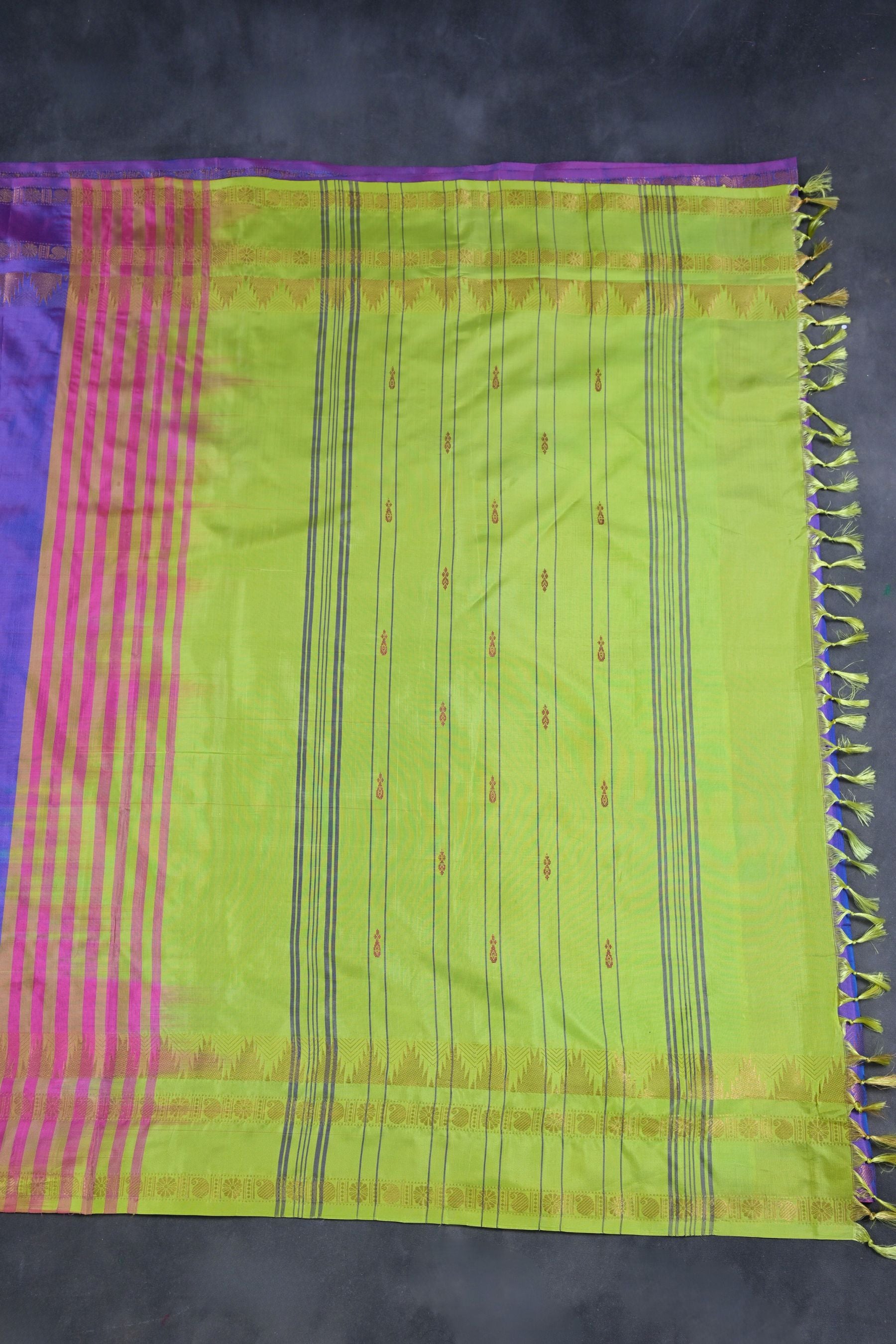 Eco-friendly Handwoven Banana Pith Saree with Gold Zari Border Saree JCS Fashions