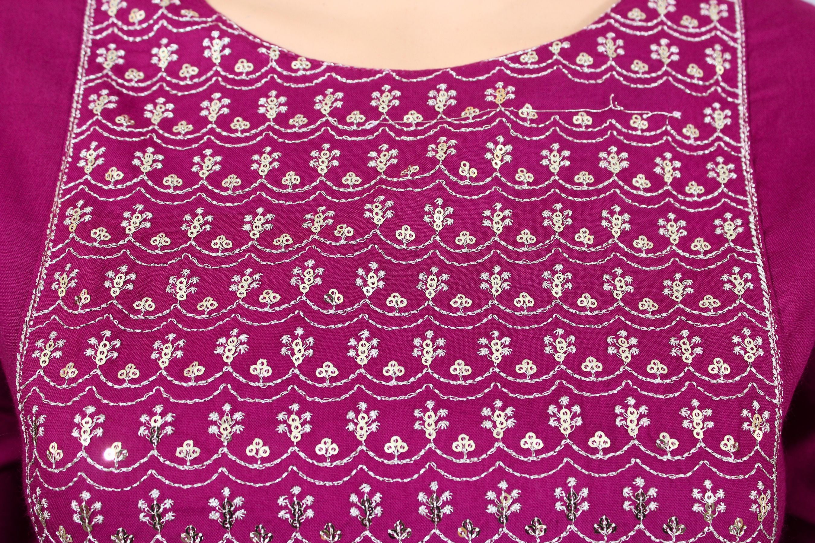 Zari Embroidered Elegance: JCSFashions' Handcrafted Cotton Kurti KURTI JCS Fashions