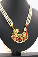 Tanmani Peacock Design Jewelry : Gold-Plated & Pearl-Embellished Elegance