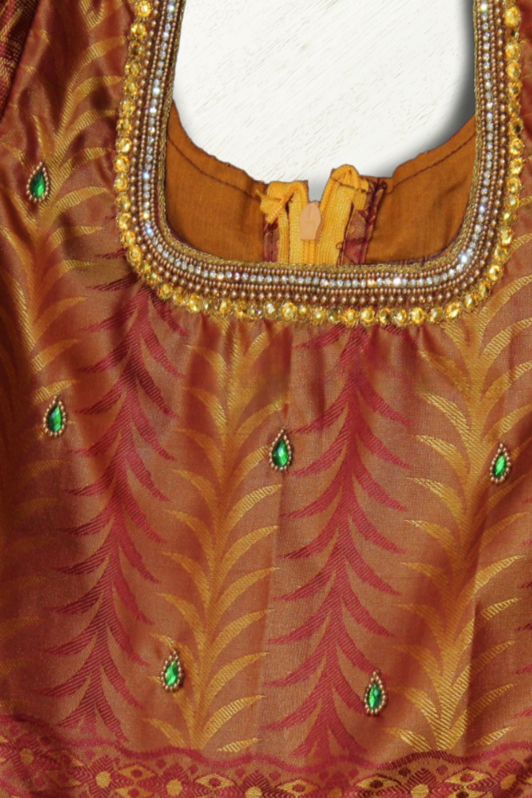 Golden Elegance: Indian Silk Frock for Girls – Stylish and Timeless Frock JCS Fashions