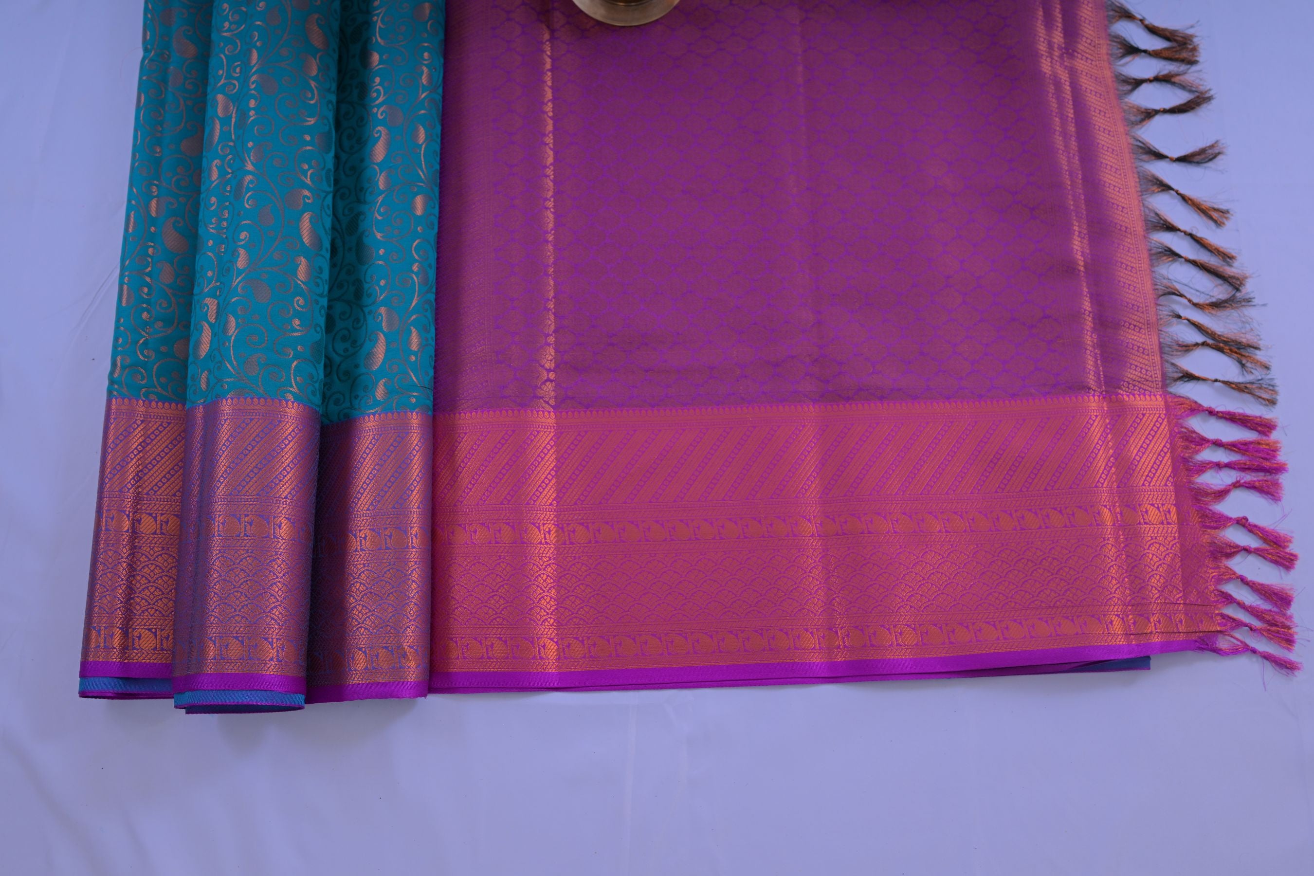 Elegant Semi-Silk Saree with Golden Zari & Mango Leaf Design -JCSFashion Saree JCS Fashions