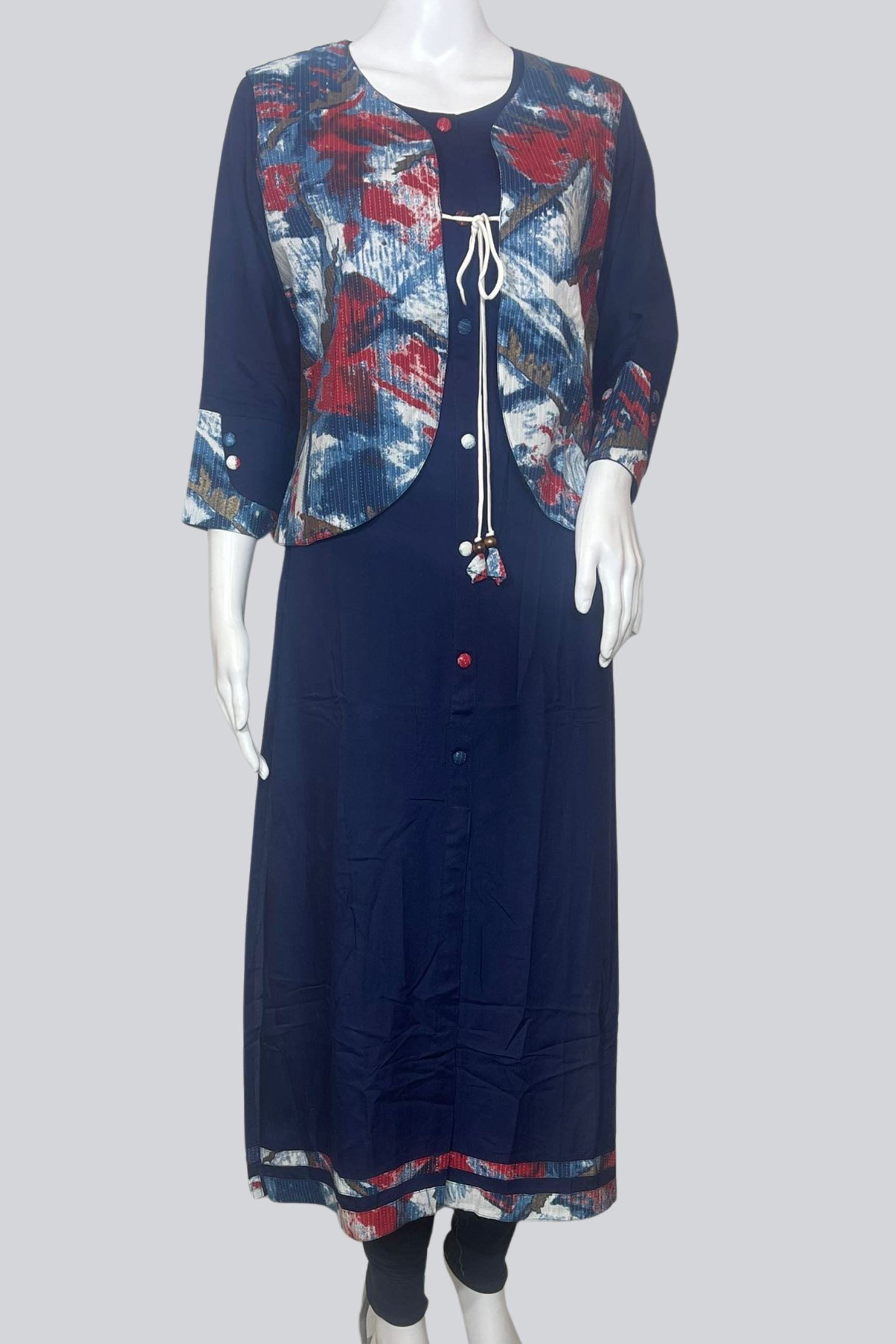 Chic Rayon Kurti: Style and Comfort at JCS Fashions KURTI JCS Fashions Navy Blue Medium (38)