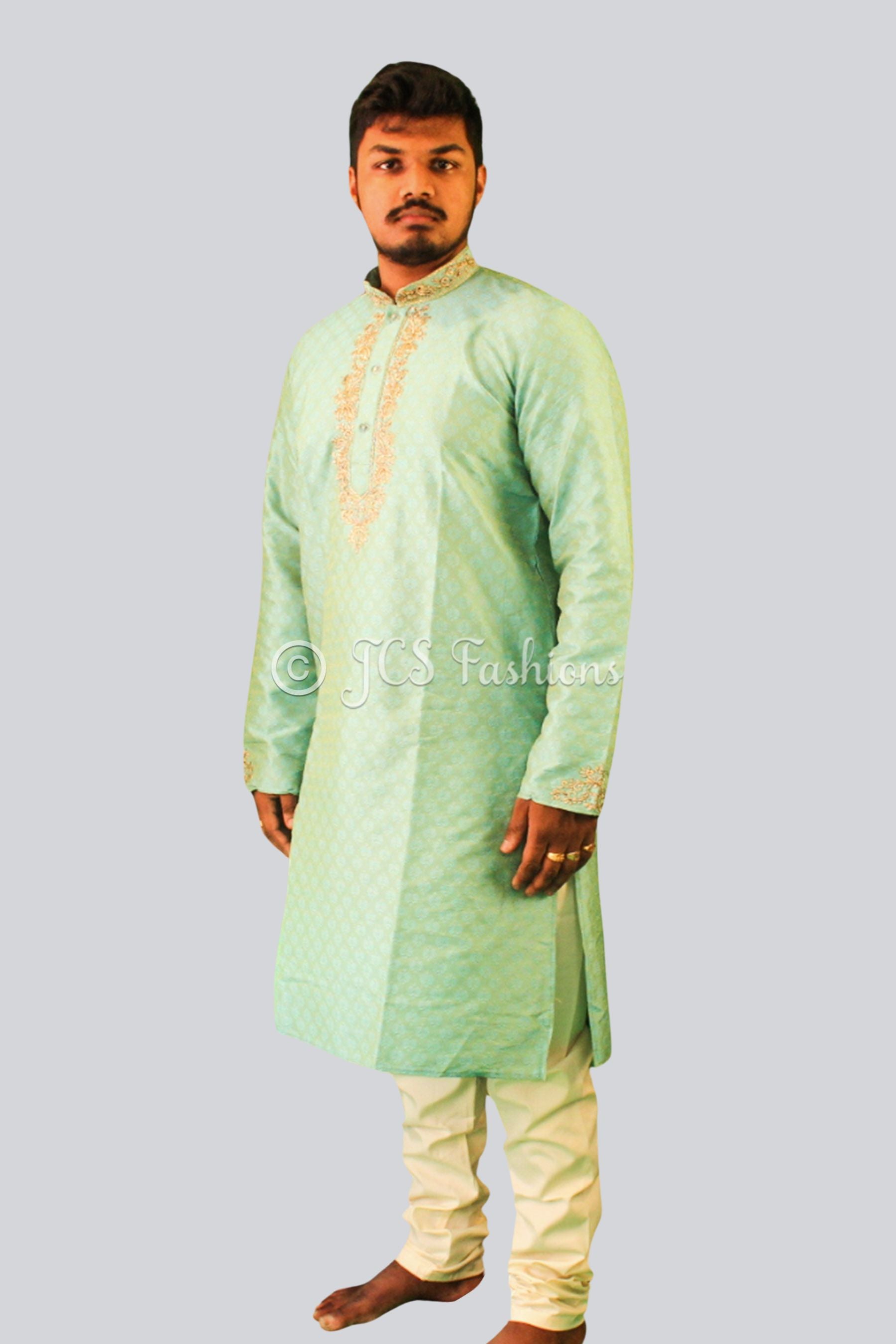 Silk Kurta Pajama Set with Embroidery & Zari Work | Elegant Ethnic Wear MEN JCS Fashions