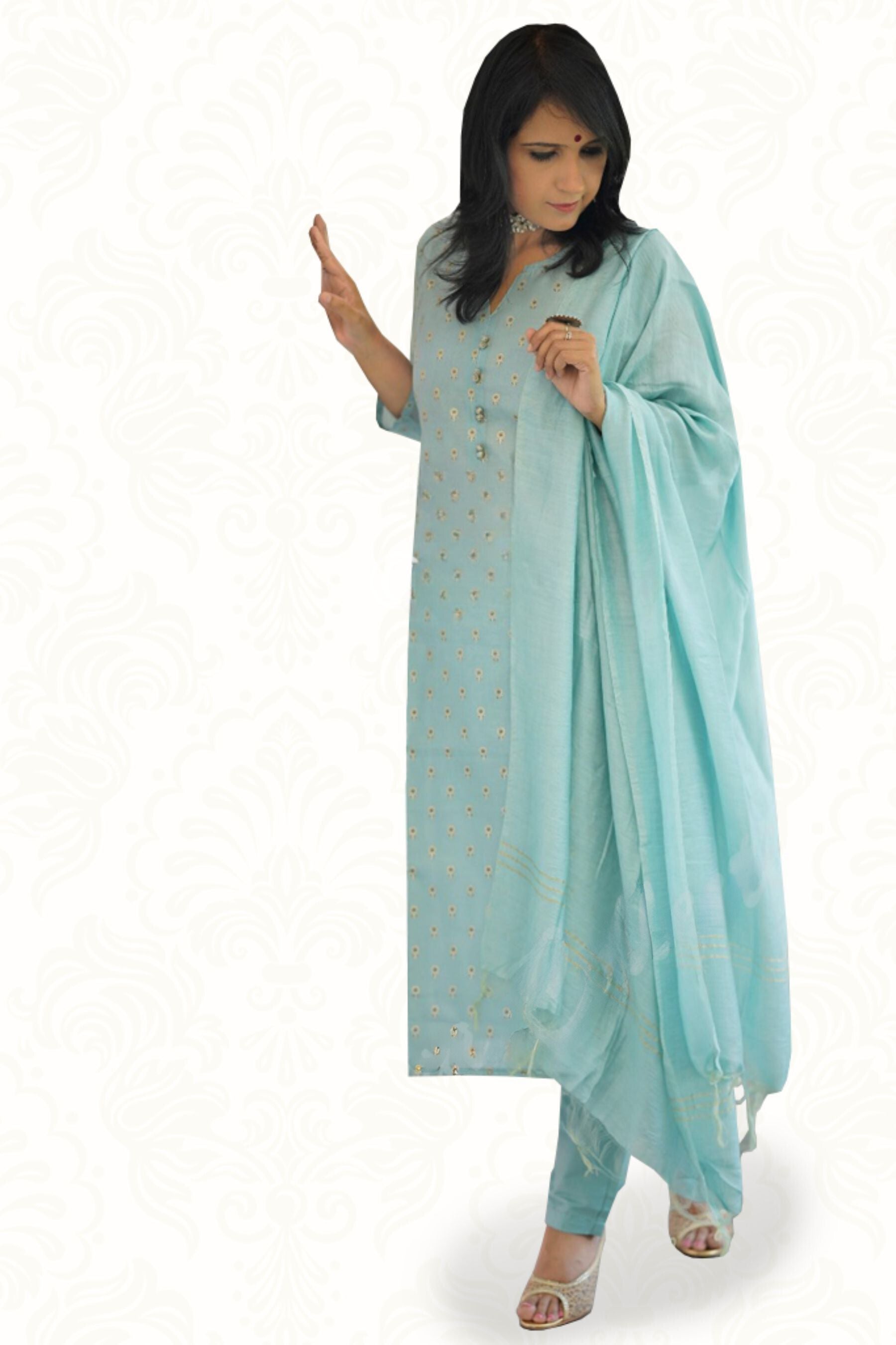 Chanderi Salwar with cotton lining having Meena zari butti KURTI JCS Fashions