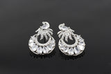 Exquisite Silver Polish Designer Earrings with Radiant White Stone