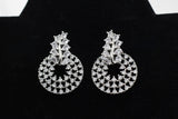 Elegant Silver Polish Designer Earrings with Gleaming White Stones