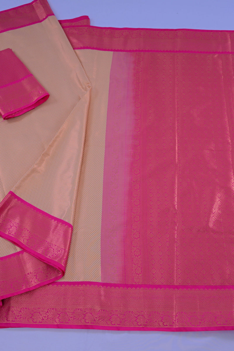 Pure Kanchipuram Silk Saree with Golden Zari and Butties - JCSFashions