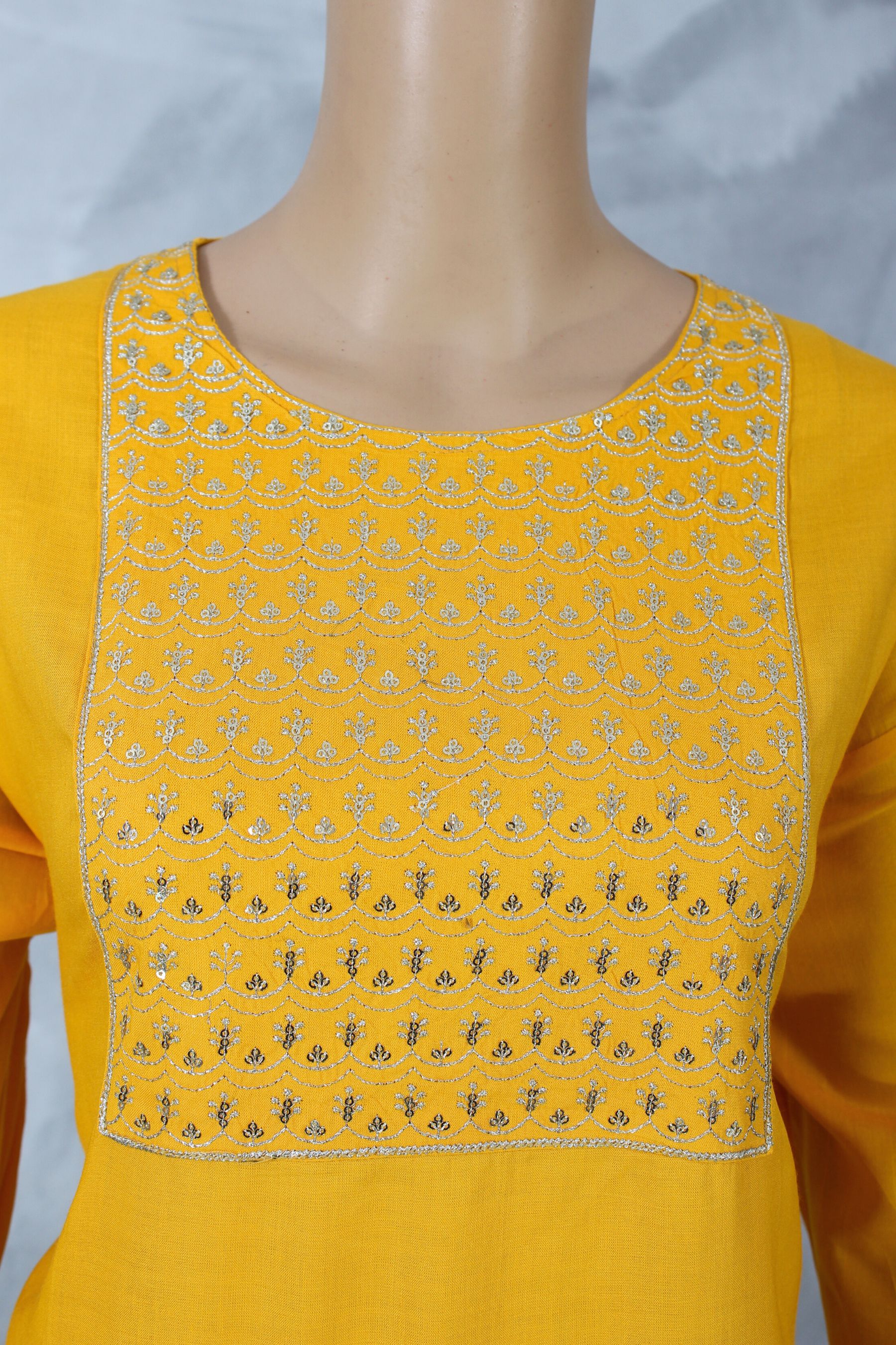 Zari Embroidered Elegance: JCSFashions' Handcrafted Cotton Kurti KURTI JCS Fashions