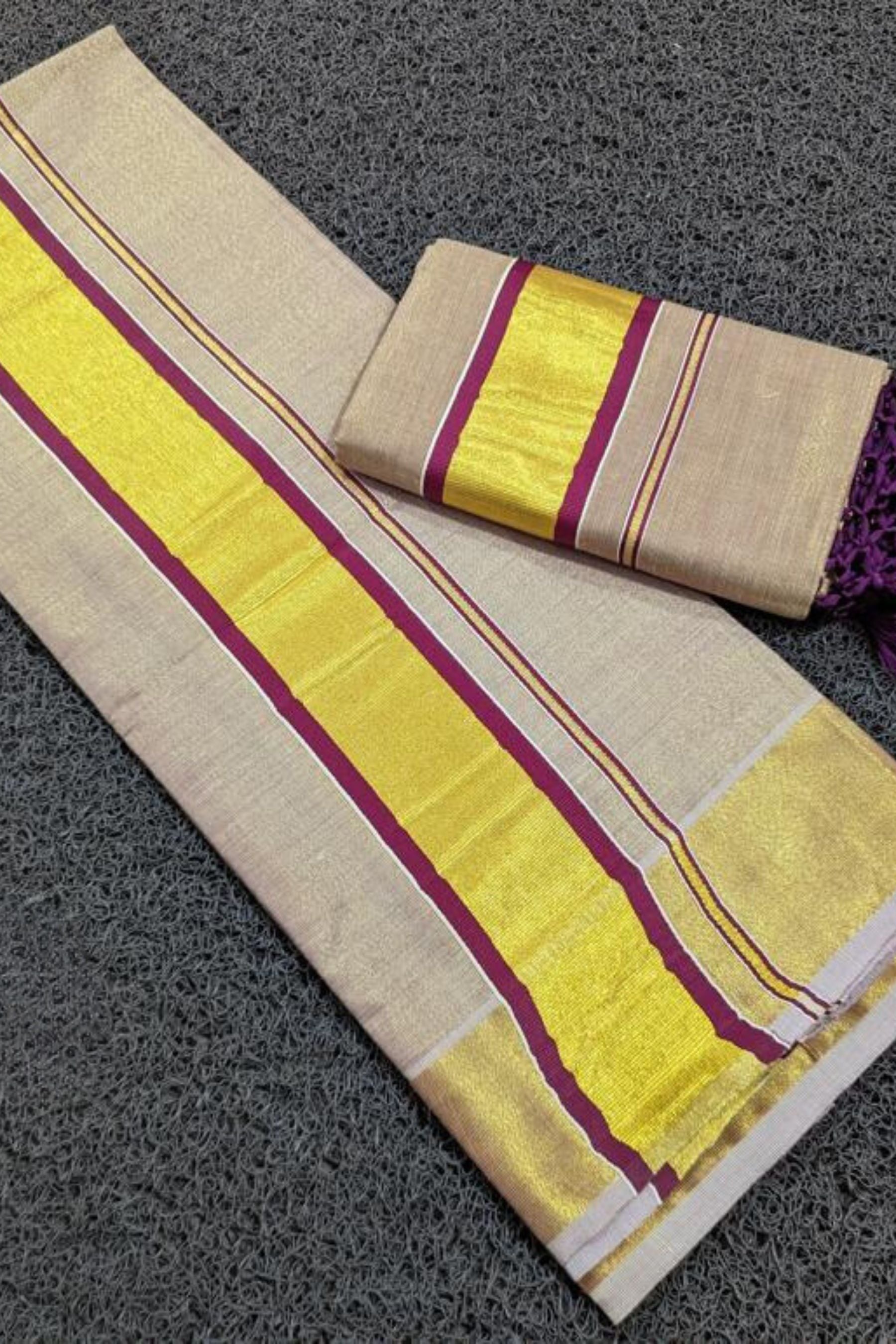 Premium Vishu Collection : Elegantly Crafted Tissue Saree with Tussels Saree JCS Fashions