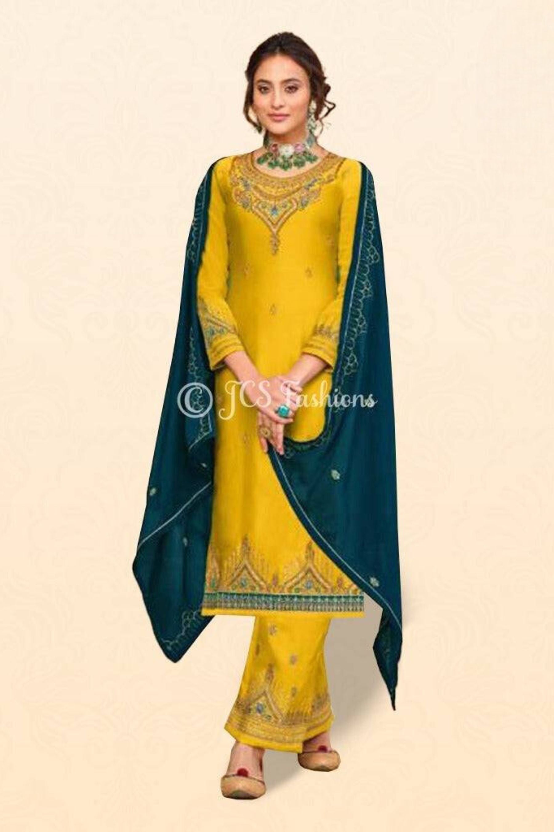 Beautiful 3 Piece Yellow Salwar Kameez with Dupatta