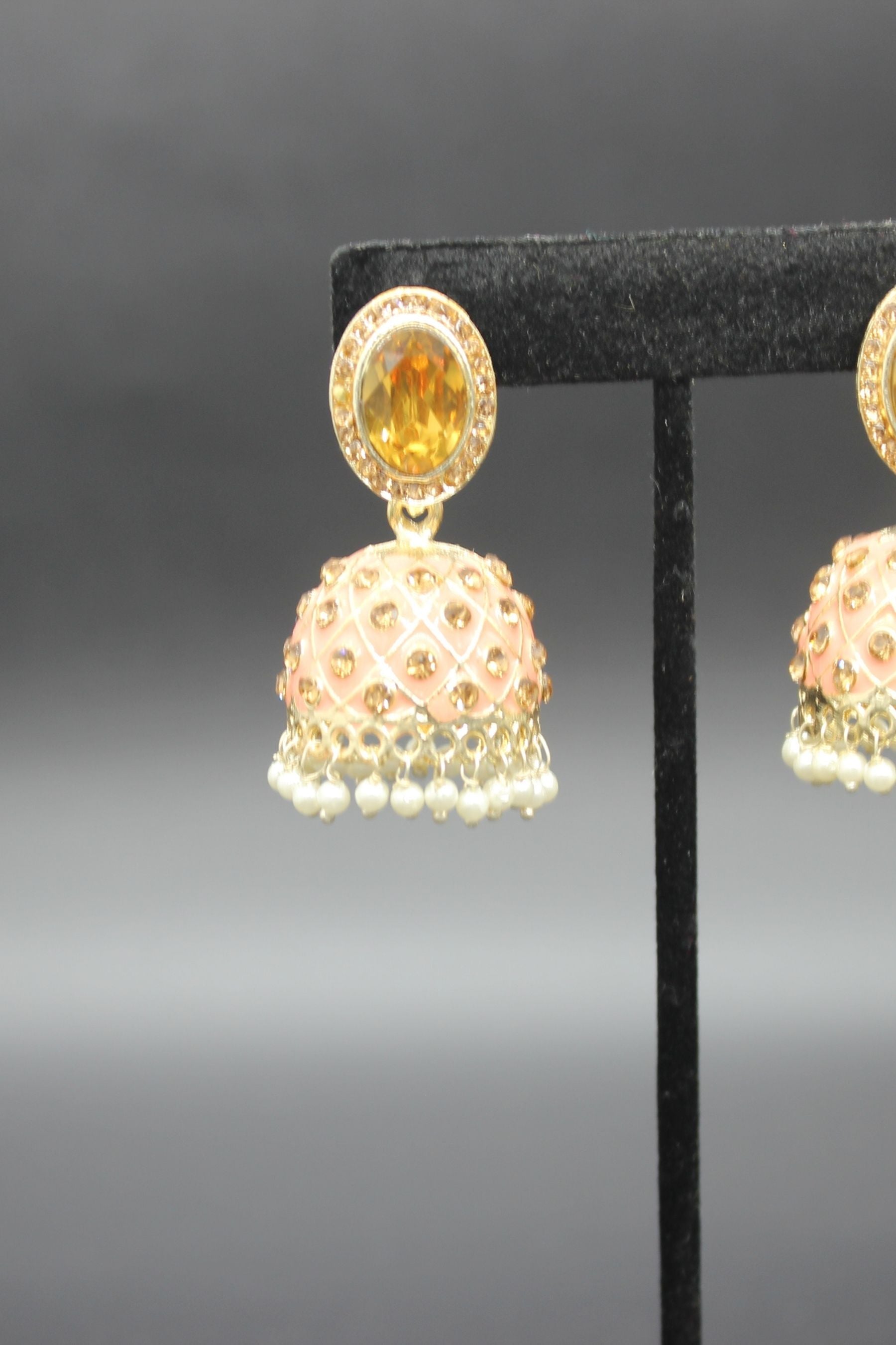 Kundan Jhumka Earrings With stones. Multiple Colors Available Jewelry JCS Fashions