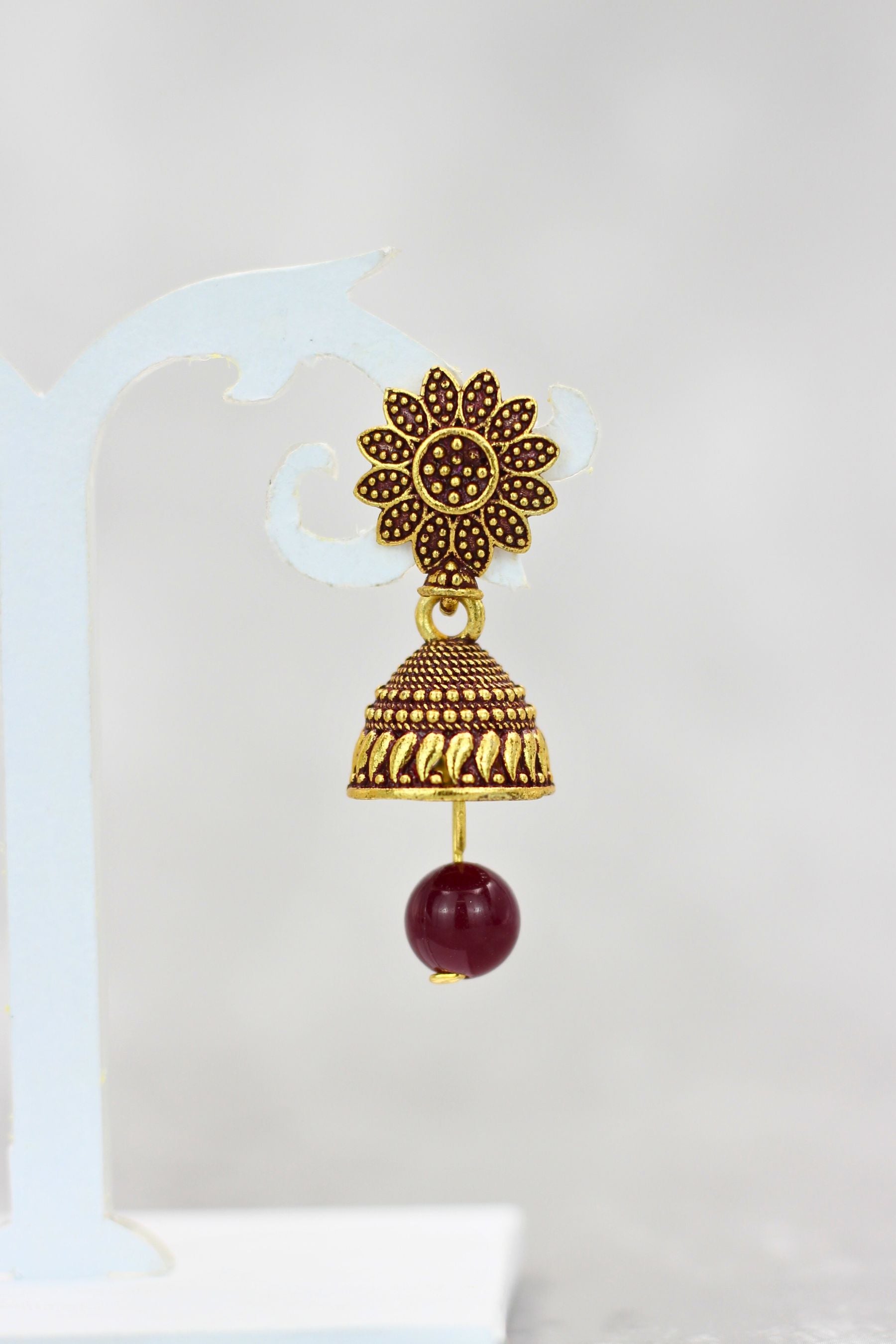 JCS Ethnic-Western Fusion Small Jhumkis: Radiant Gold-Plated Earrings